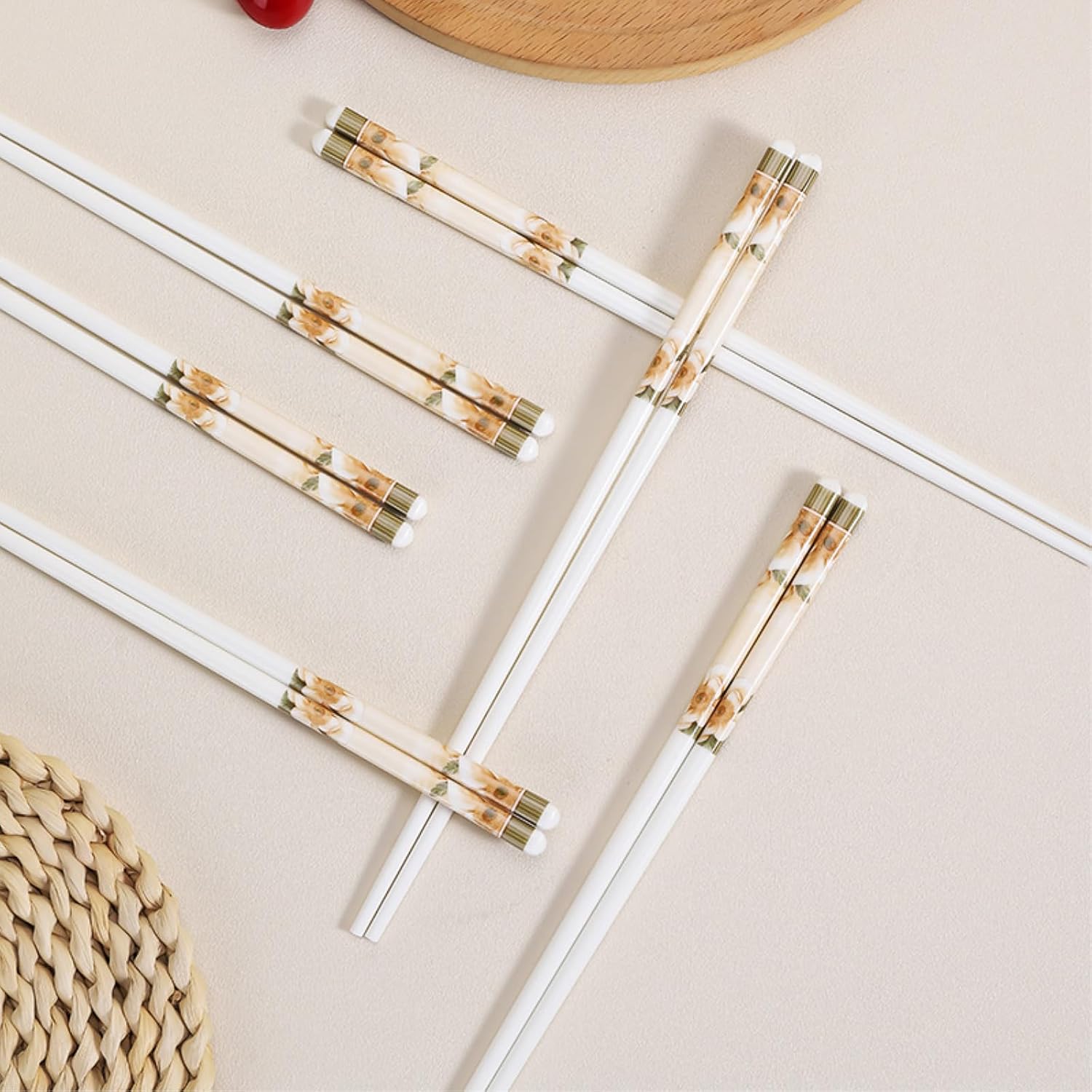 3pc Camellia ceramic chopsticks home retro simple chopsticks-10 pairs