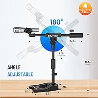 Vista 5 de CAHAYA Mic Stand Desk Adjustable - Boom Arm Desktop Microphone Stand Metal Weighted Base A-frame Table Mic Mount with 2 Mic Clips 3/8" to 5/8" Screw