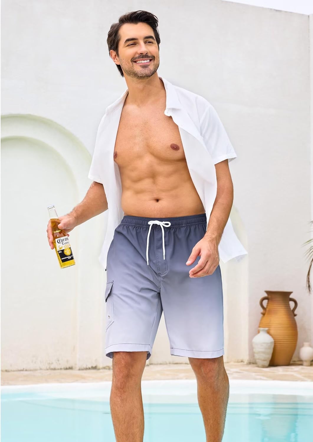 SILKWORLD Mens Swim Trunks with Compression Liner 9" Stretch Beach Shorts Quick Dry Bathing Suits with Zipper Pockets - Image 6