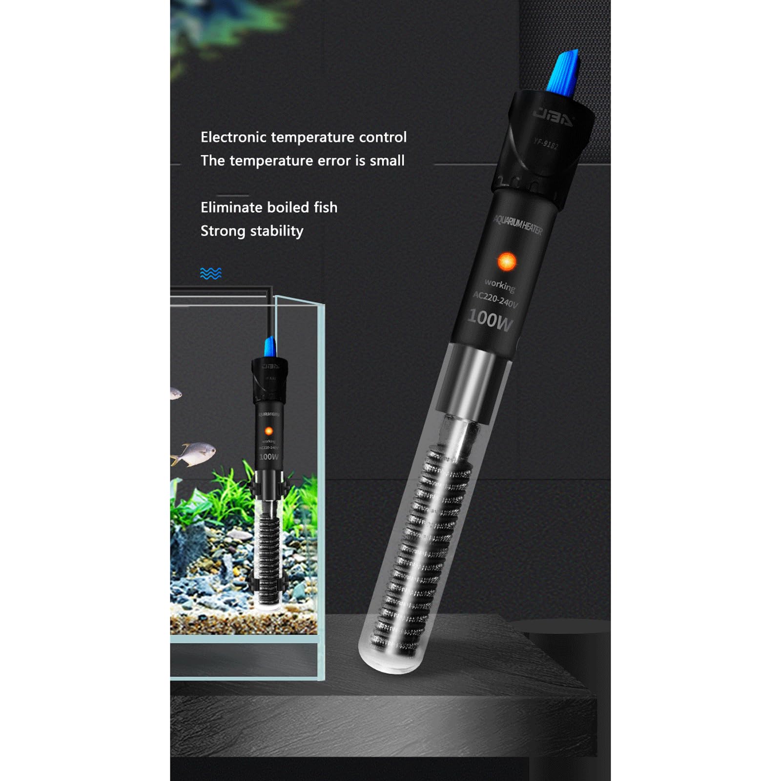 Asta riscaldante per Acquario per Acquario Riscaldatore Automatico a Prova di Esplosione a Temperatura costante, 200 W (200 W)