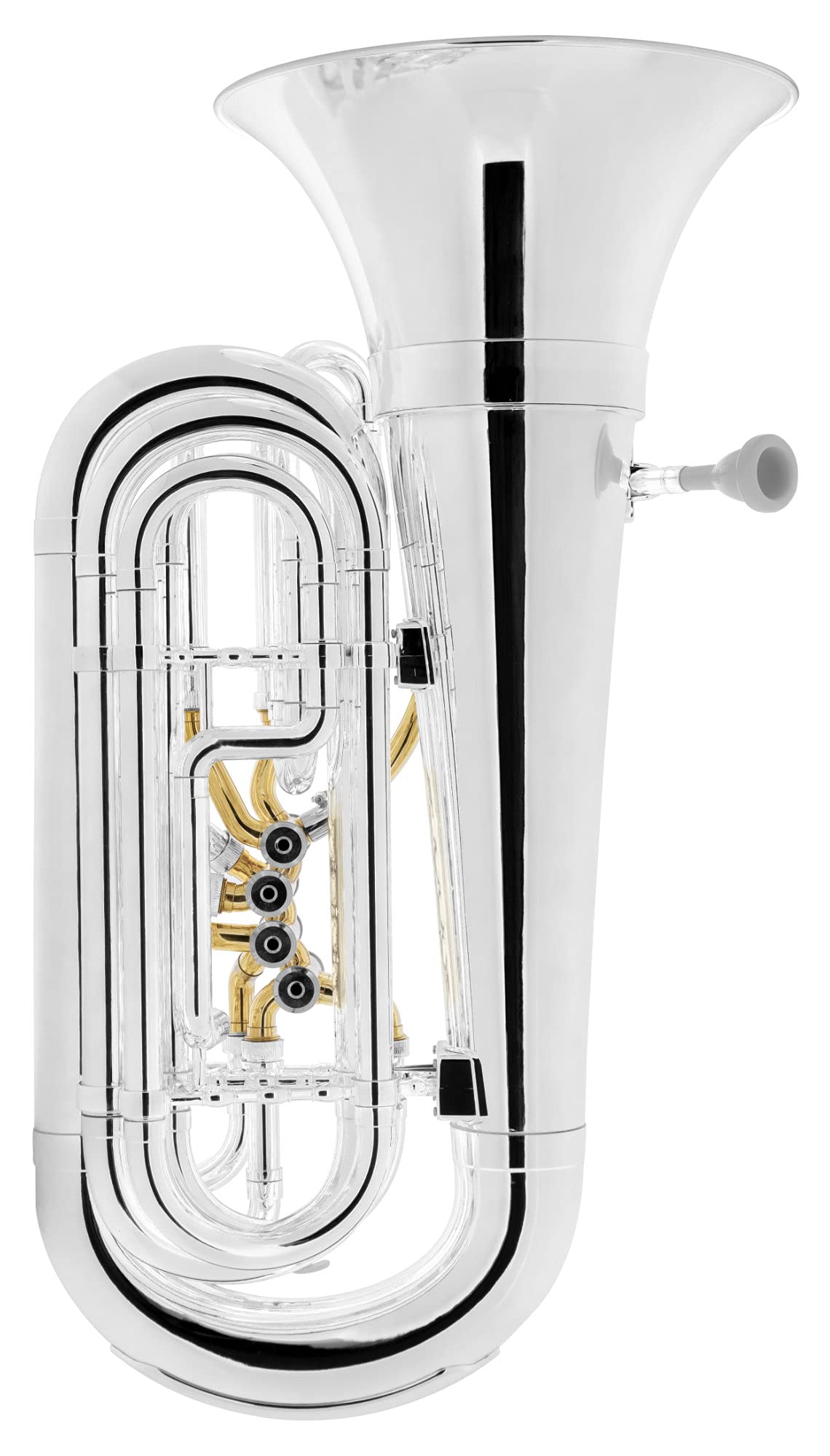Classic Cantabile MardiBrass Tuba Bb en plastique - Extrêmement légère et très stable - Corps en ABS plastique - Soudure et mécanisme en laiton - avec housse & embouchure - Couleur : argent