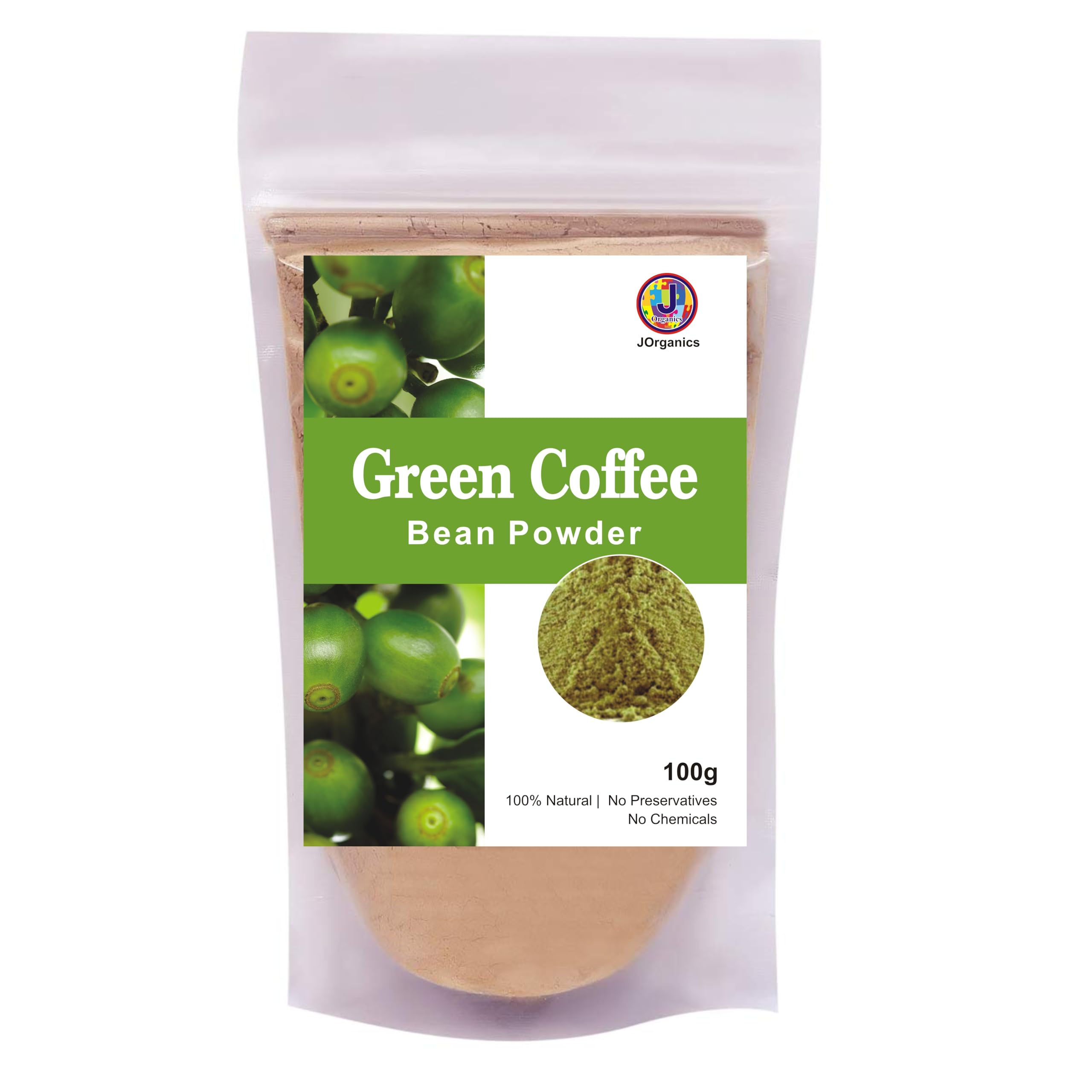 JOrganics Arabica Green Coffee Bean Powder for Weight Loss - Pack of 100g