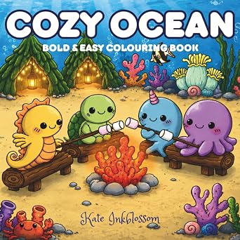 Cozy Ocean Coloring Book Hand Drawn Bold and Easy Coloring Pages for Teens and Adults with Cute Sea Creature Friends