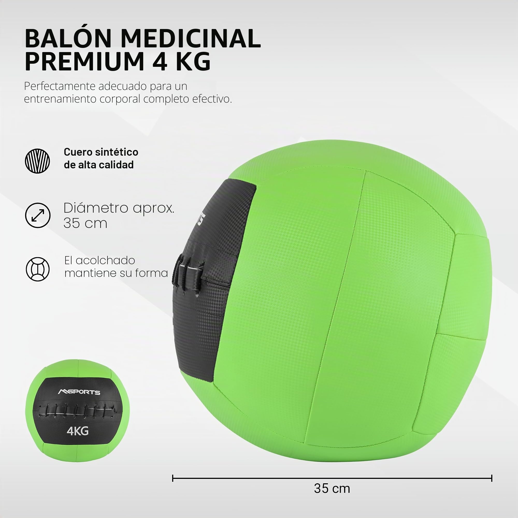 MSPORTS Wall-Ball Premium - Balón medicinal (2-10 kg)