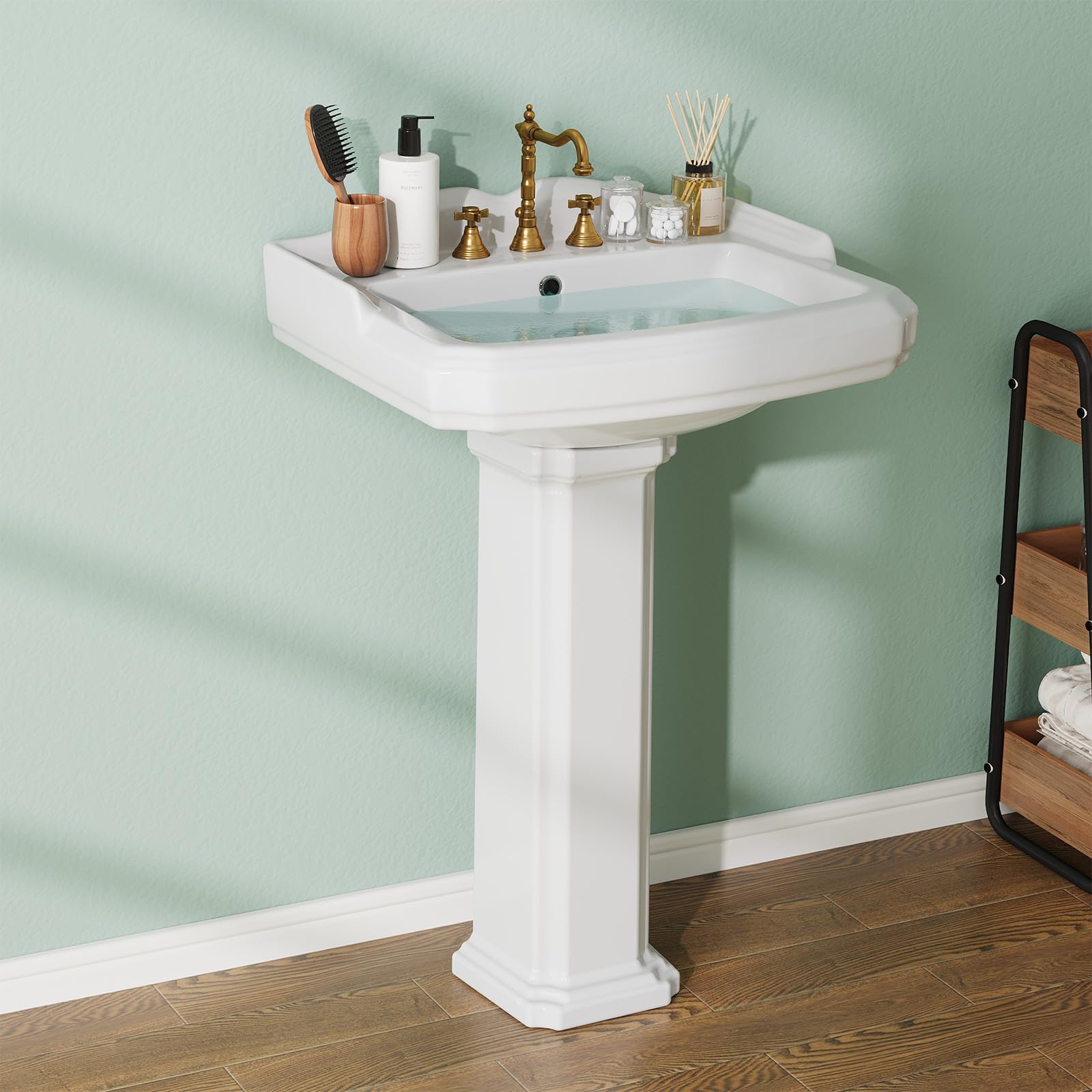 GarveeTech Vintage Bathroom Pedestal Sink