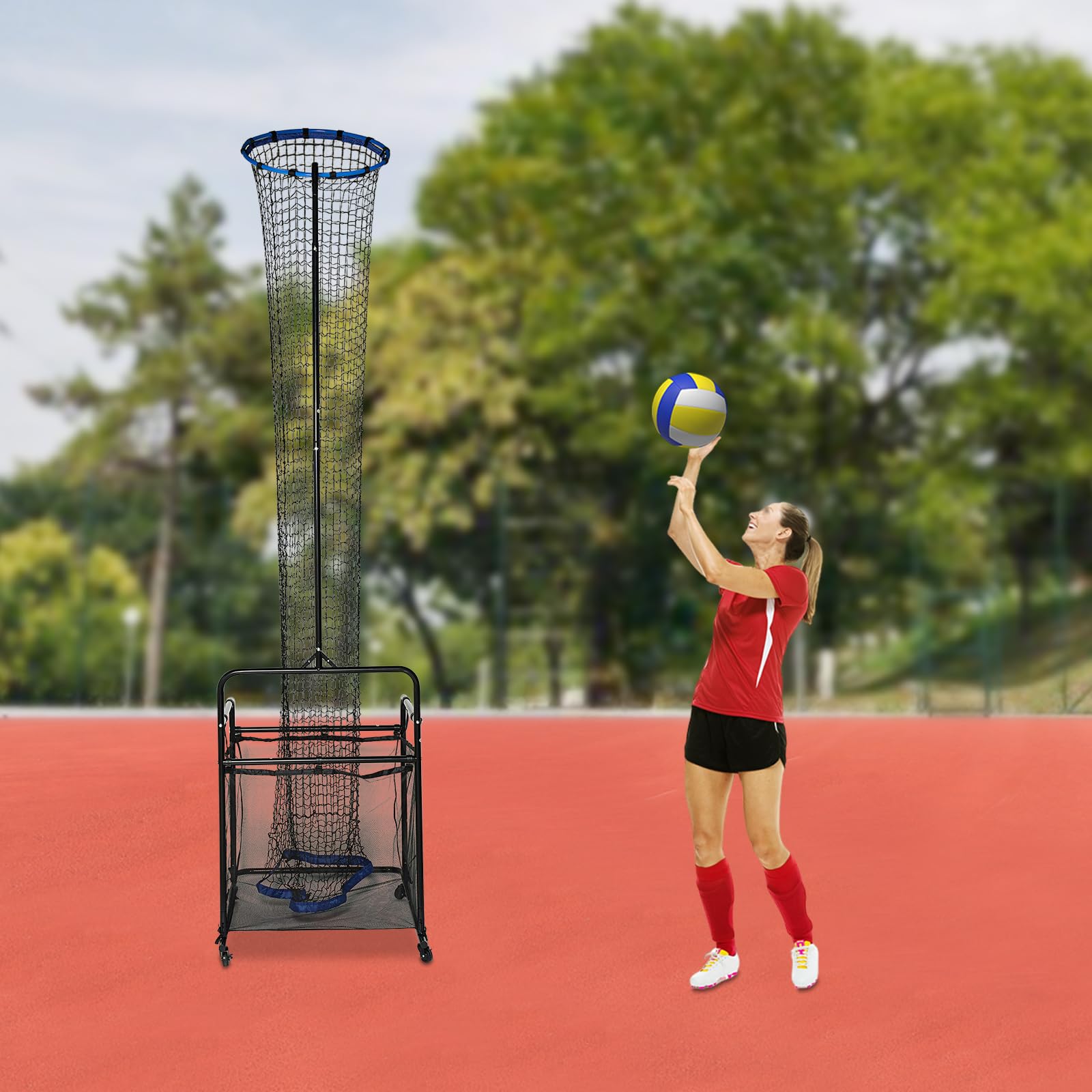Volleyball-Setter-Trainernetz, Trainingsgerät mit Höhen und Winkelverstellbar, Tragbar für Indoor und Outdoor