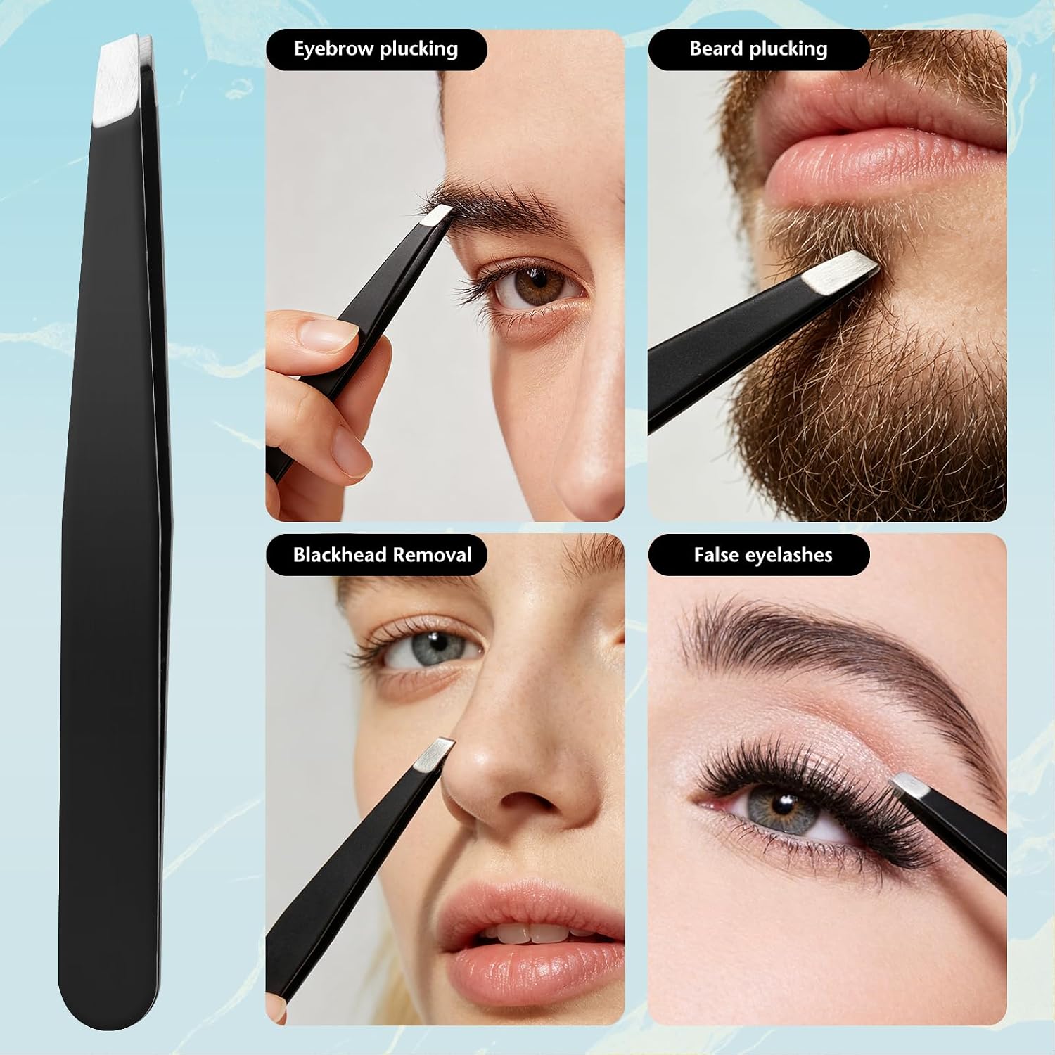 40X Handheld Magnifying Mirror丨5inch Makeup Magnified Mirror & Tweezers Set
