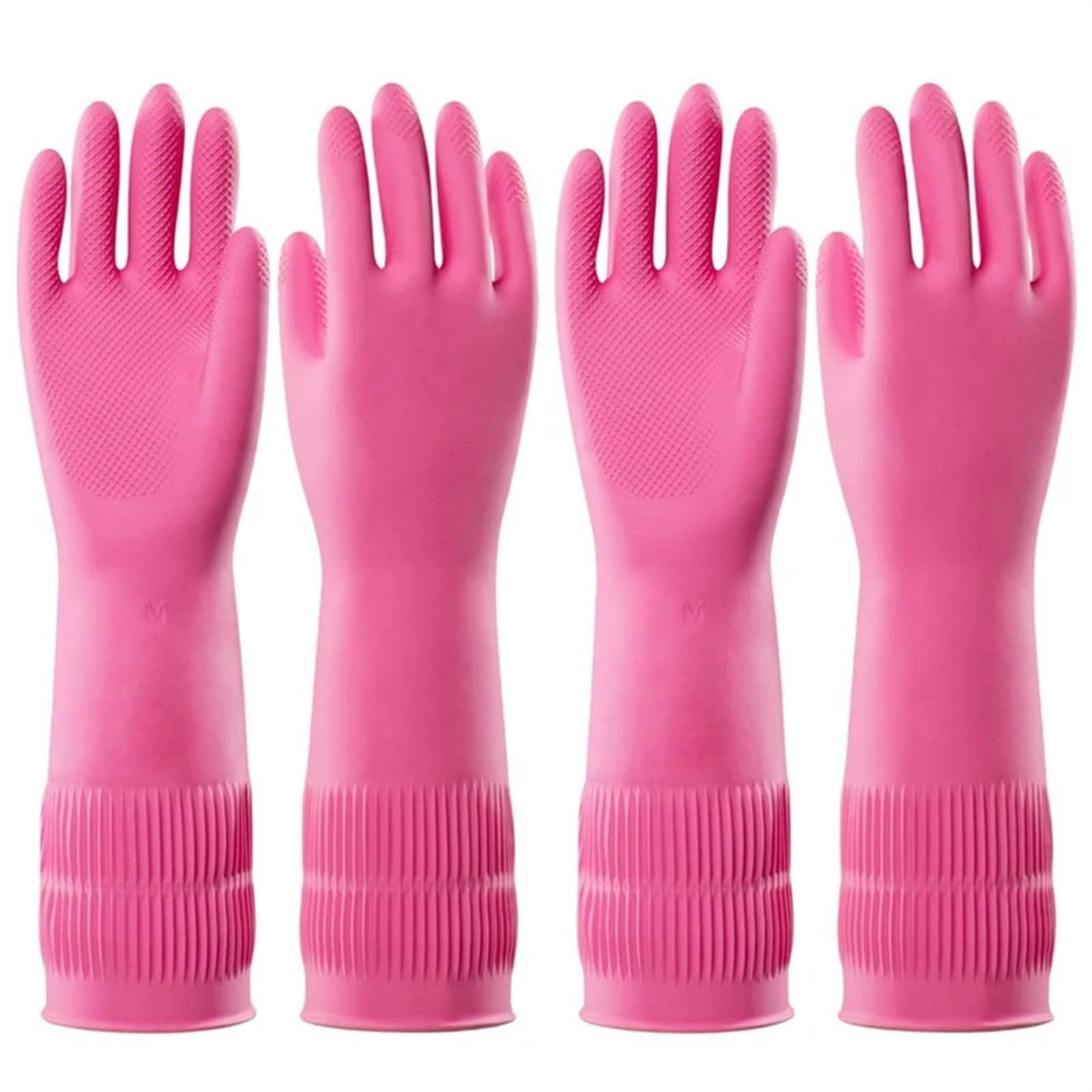 Rubber Gloves 2 pares de guantes goma for limpieza lavavajillas, reutilizables, impermeables, antideslizantes para todo tipo de tareas de limpieza(S)