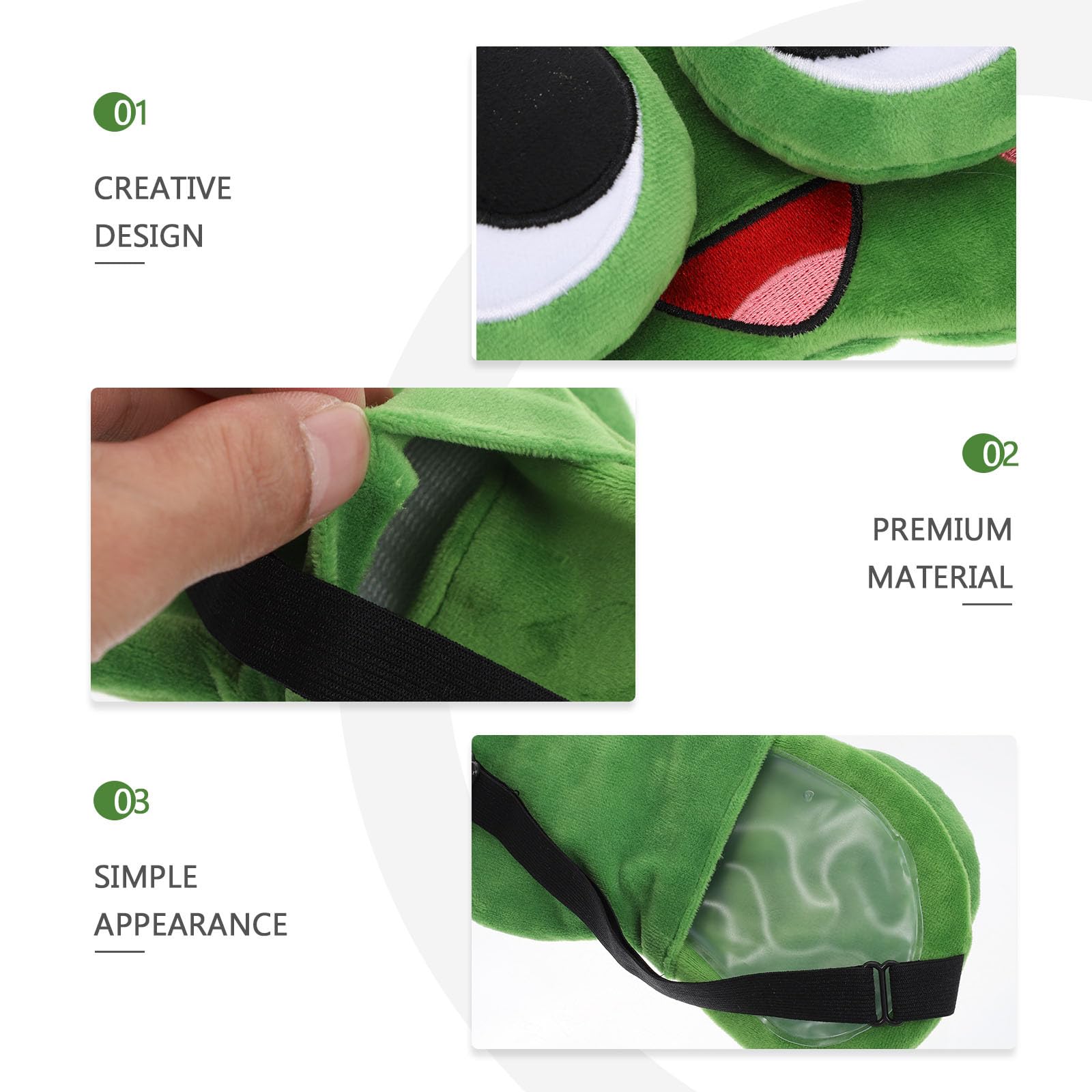 Maschera gli Occhi Gel a Forma di Rana in Peluche, Comoda e Antiscivolo, per Dormire Profondamente Durante Campeggio e Attività All'aperto