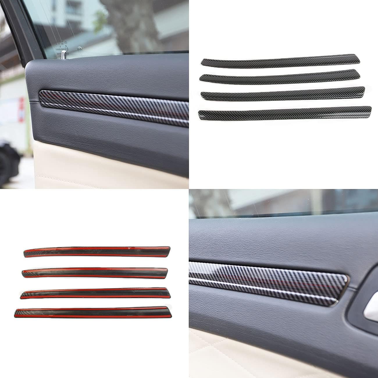 crosselec Carbon Fiber 4 Doors Panel Decor Trim Cover for 2015-2021 Chrysler 300