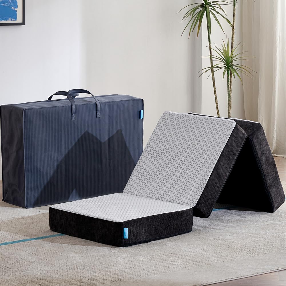 Odorless Foldable Mattress Single Size 75\" x 25\" x 6\", 6 Inch Folding Foam Mattress with Storage Bag, Trifold Memory Foam Mattress for RV, Guest Bed ( Similar)