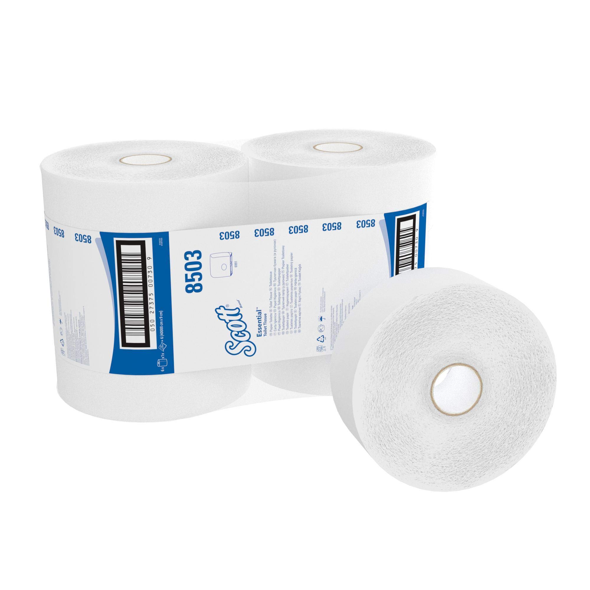 ScottEssential Maxi 2-Ply Hygienic Paper, White, 6 Rolls 400 m