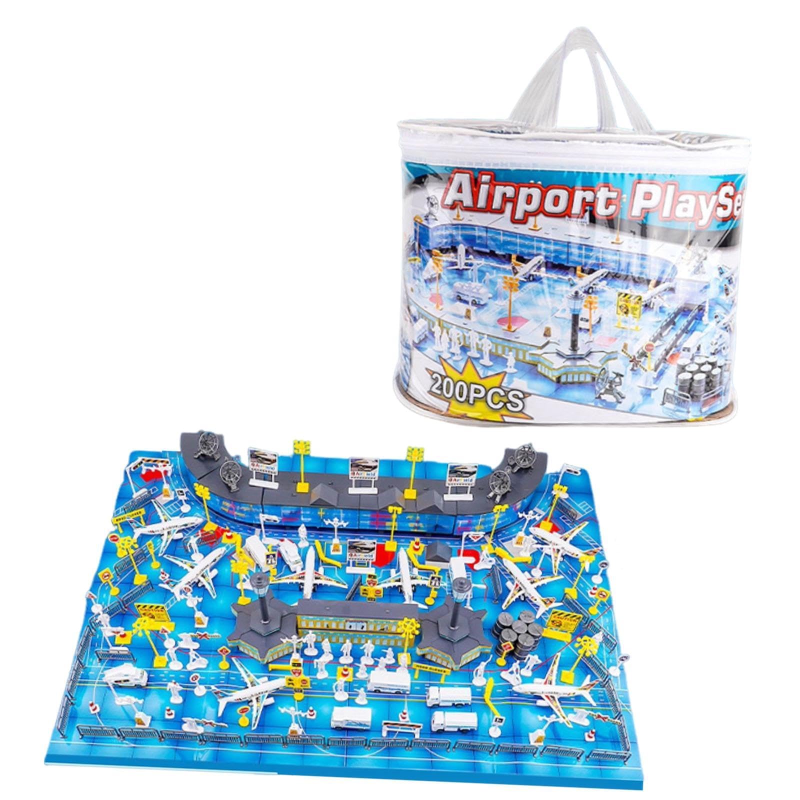 Modello di Aeroporto, Kit di Aereo Realistico, Set da Gioco per Bambini dai 3 Anni in su, Idea Regalo per Bambini, 200 Pezzi