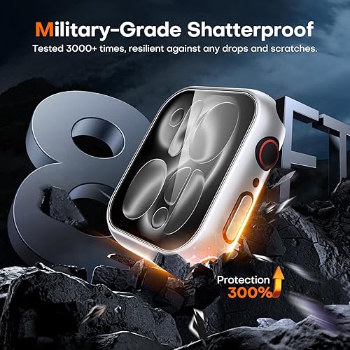 Miniatura 159 de Carcasas Tauri rígida, 2 unidades compatibles con Apple Watch SE Series 6, 5, 4, vidrio templado de dureza 9H integrado, delgada, a prueba