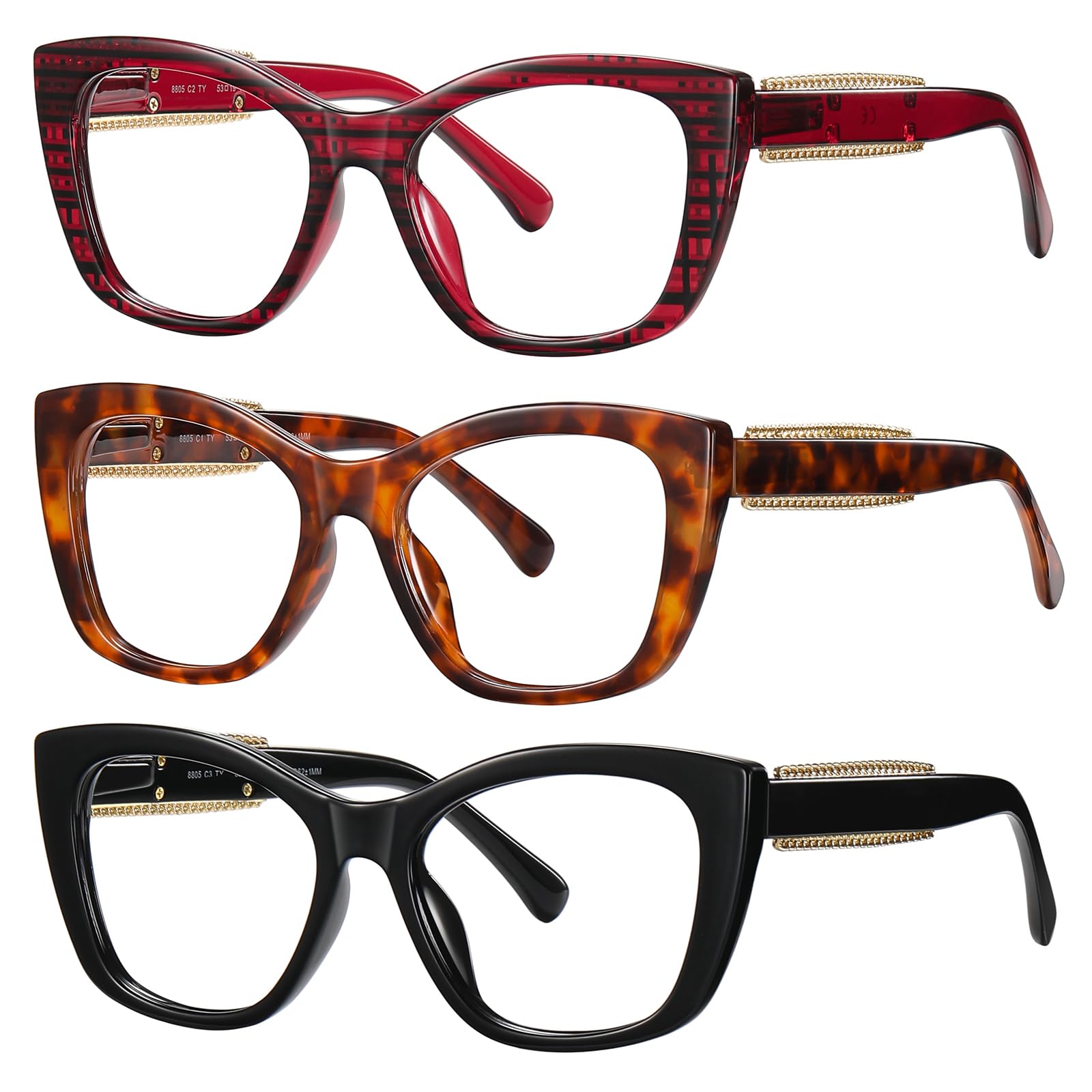 AABV Reading Glasses for Women Men,Stylish Readers with Blue Light Blocking,Spring Hinges Eyeglasses for Reading,Anti UV Ray/Glare/Eyestrain +2.00