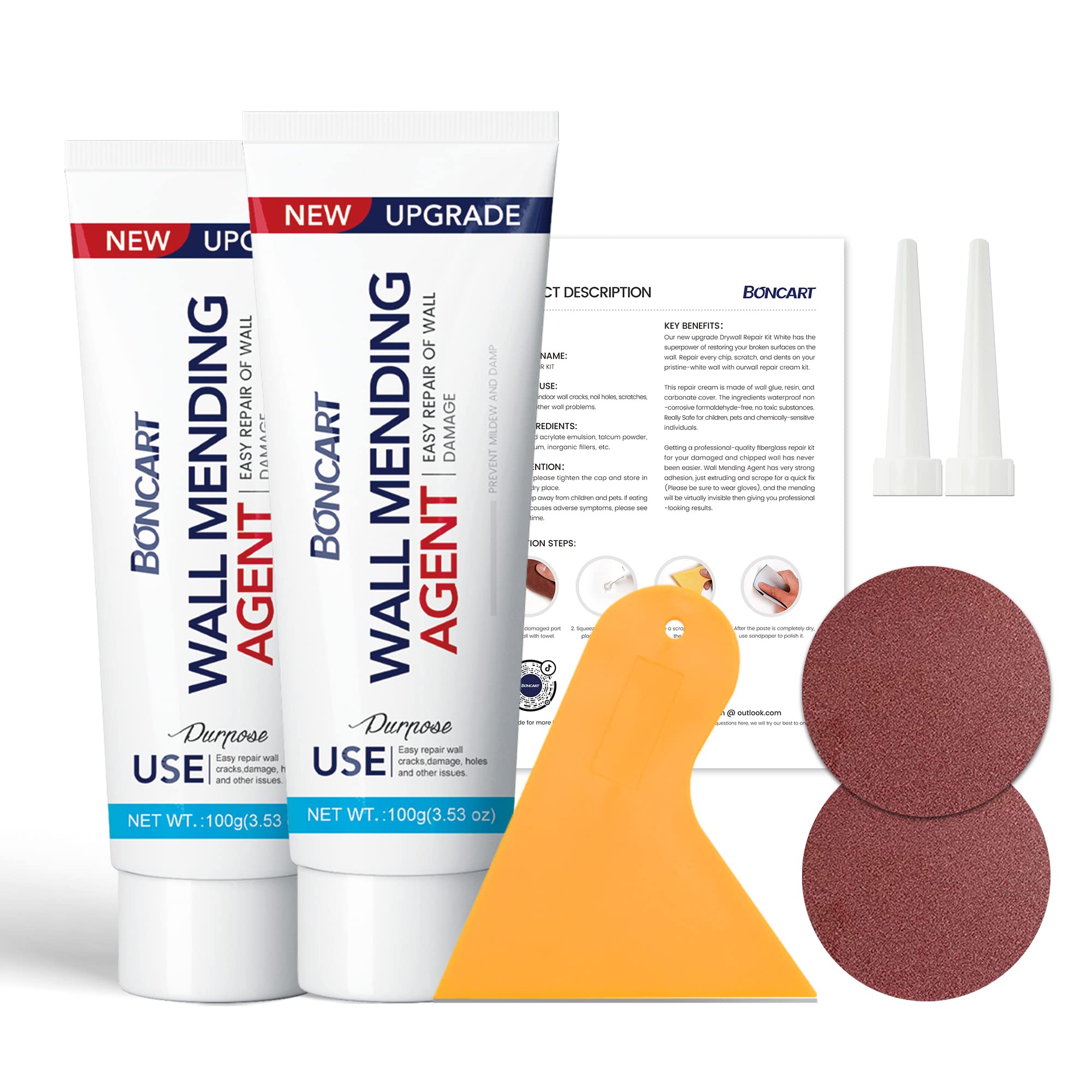 Drywall Repair Kit,2 Pack Wall Mending Agent,Wall Spackle with Scraper, Wall Surface Hole Fill Quick and Easy SolutionDrywall Repair Kit,2 Pack Wall Mending Agent,Wallā¦