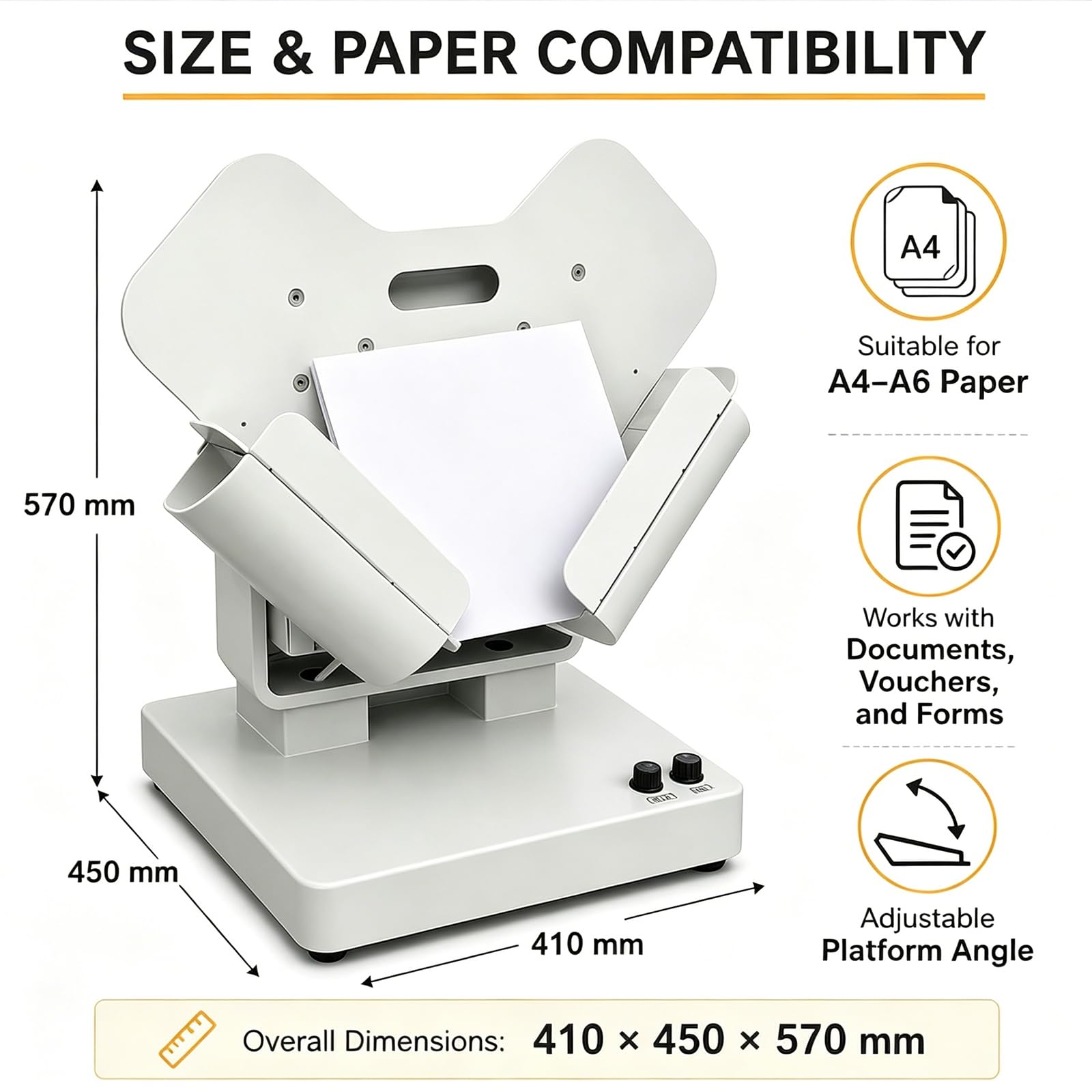 Macchina Automatica per La Selezione della Carta, Alimentatore da Tavolo con Doppia Ventola, 2500 Giri/min, capacità 1000 Fogli, Angolo Regolabile da 10° A 50° E Rimozione Dell'elettricità