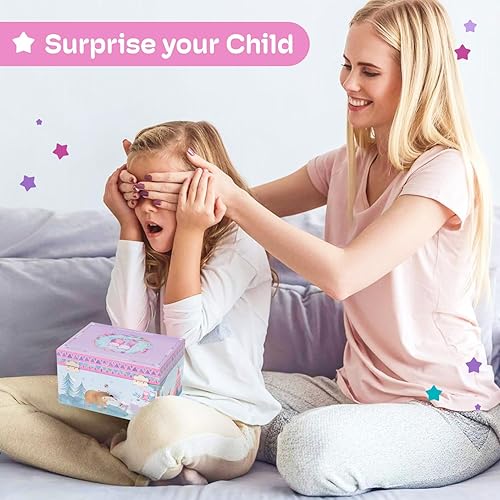 Miniatura 7 de Jewelkeeper Caja de almacenamiento de joyería musical para niña con búhos giratorios, diseño de bosque, Twinkle Twinkle Little Star Tune