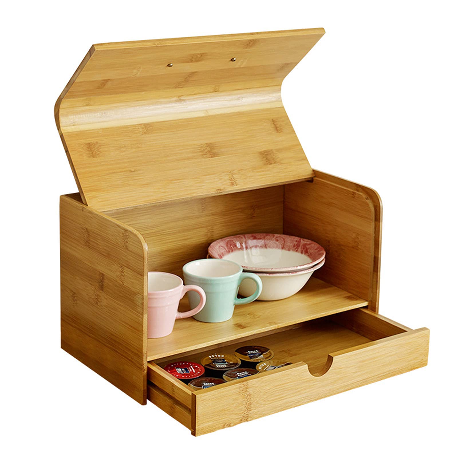 Boîte à pain en bambou durable avec couvercle rabattable de cuisine