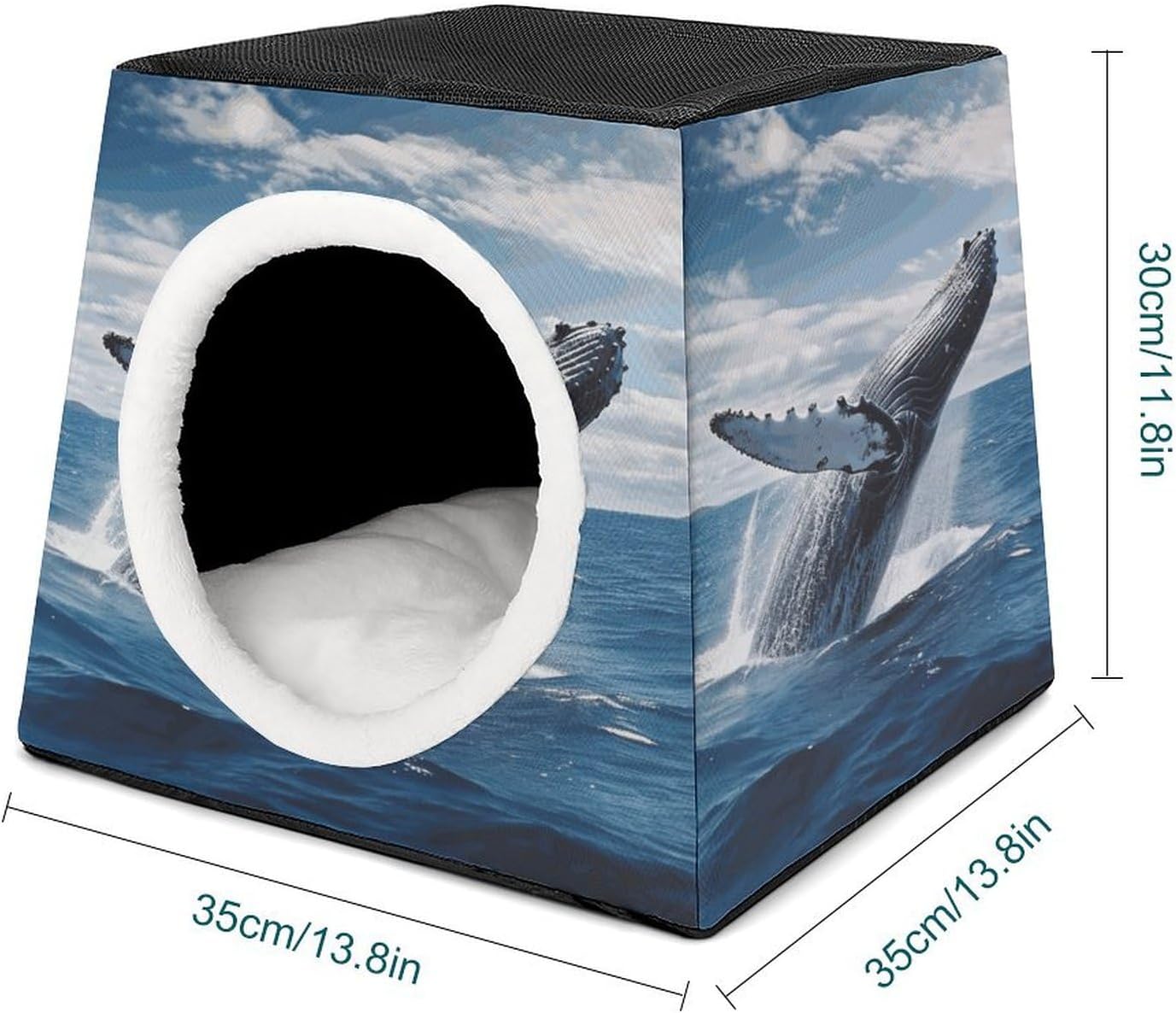 Pet Sleeping Nest Bed, Whale Above Sea Water in The Ocean Printed Dog House Cat Nest, Winter Pet House are Suitable for Most Cats, Dogs, and Other Small Pets