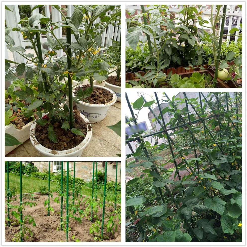 POYEE Garden Stakes 60 Inches 5FT Steel Core & Plastic Coated Plant Stakes for Climbing Plant Support, Tomatoes, Trees, Cucumber, Beans, 30 Pack with 200 Zip Ties : Patio, Lawn & Garden