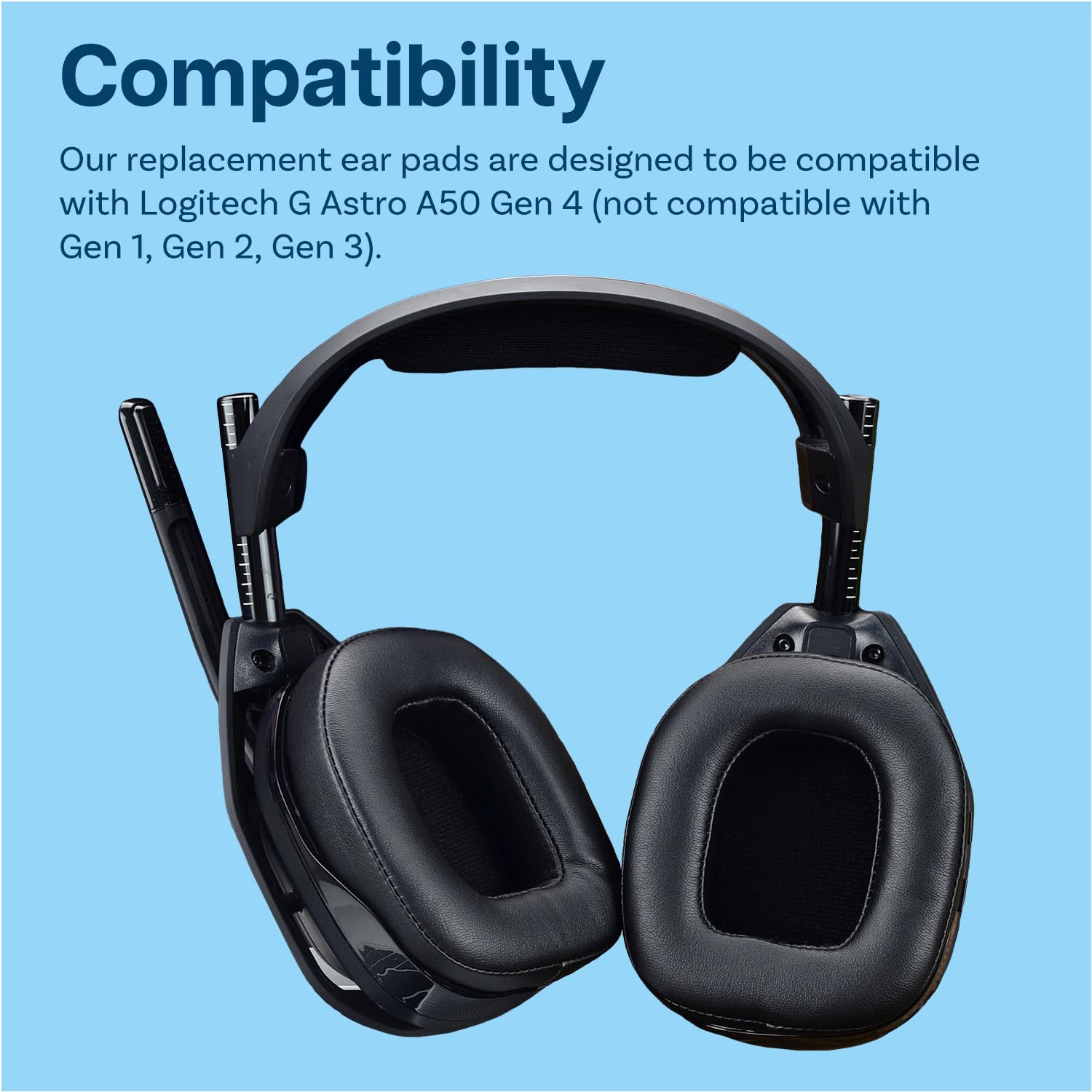 Coussinets Remplacement Pour Casque Logitech G Astro A50 Gen 4 - Memory Foam - Cuir PU - Noir