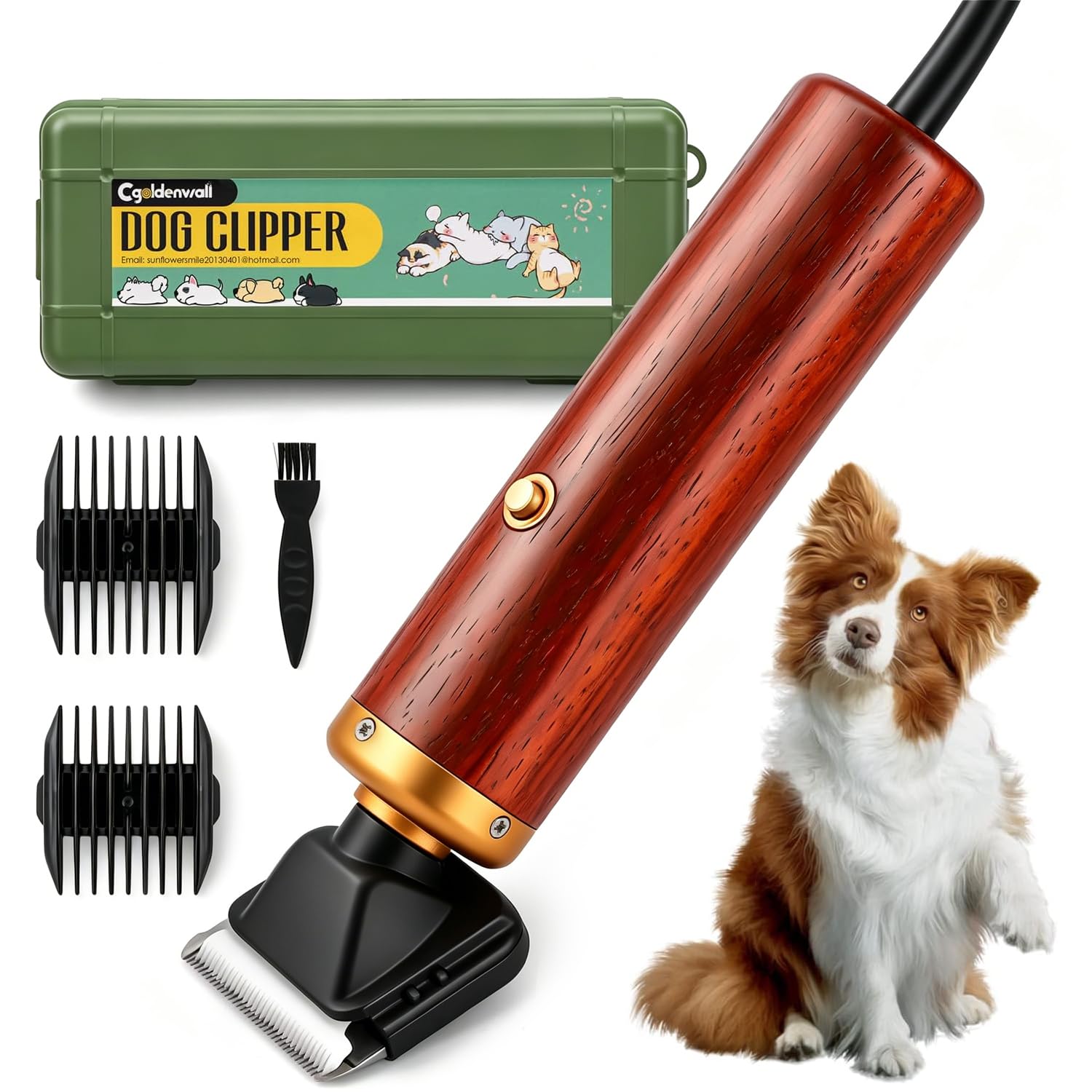 CGOLDENWALL Cortapelo para Mascotas 55W - Bajo Ruido y Vibración - Clippers para Animal Profesional con Cable de 3m, Ideal para Mascotas de Todo Tipo de Pelaje, Con 2 Peines (3/6mm, 9/12mm)