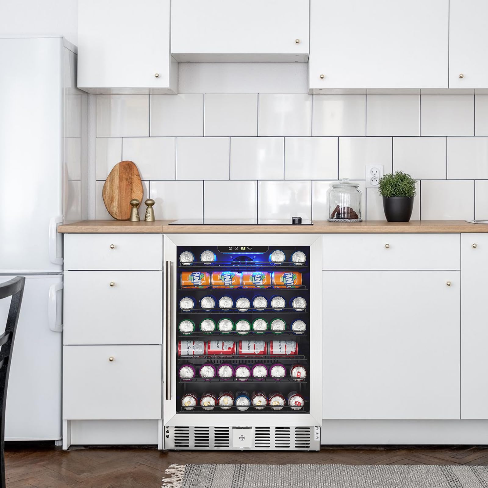 Festisoul Large Capacity Beverage Refrigerator - 5.1 Cu.Ft 166 Can Drink Cooler with Adjustable Digital Temperature, Compressor Cooling, Safety Lock, for Home, Under Counter or Office | Fridge.com