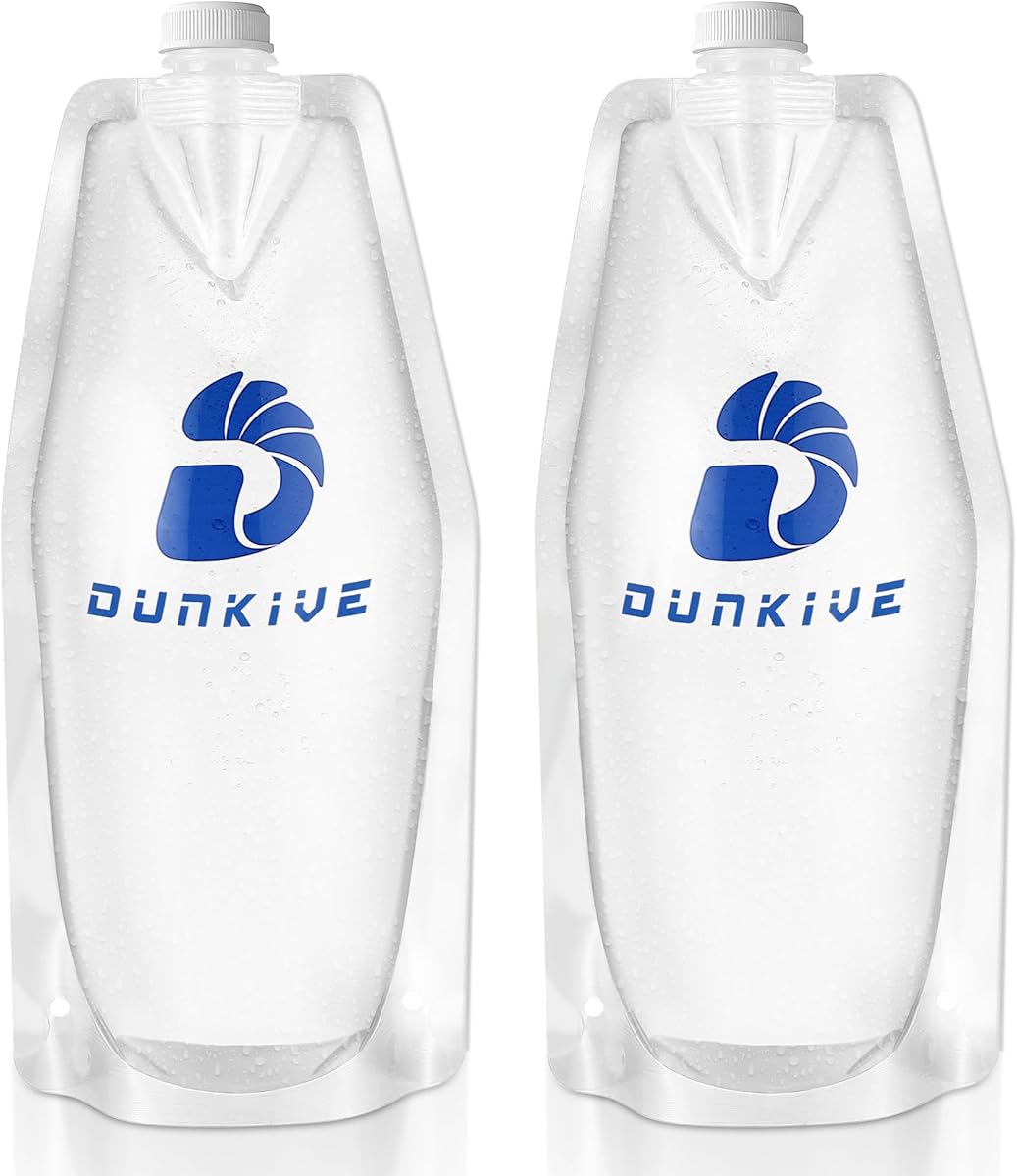 Filter 1L Collapsible Water Bottles Foldable Travel Water Bottle for Traveling, Hiking, Camping, Backpacking - Lightweight, Reusable, Clear Design - 4 × 33.8oz(2 Pack)