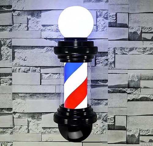 Miniatura 7 de Luz de poste de peluquería de 20 pulgadas, mini letrero abierto giratorio rojo, blanco y azul, montaje en pared, ahorra energía