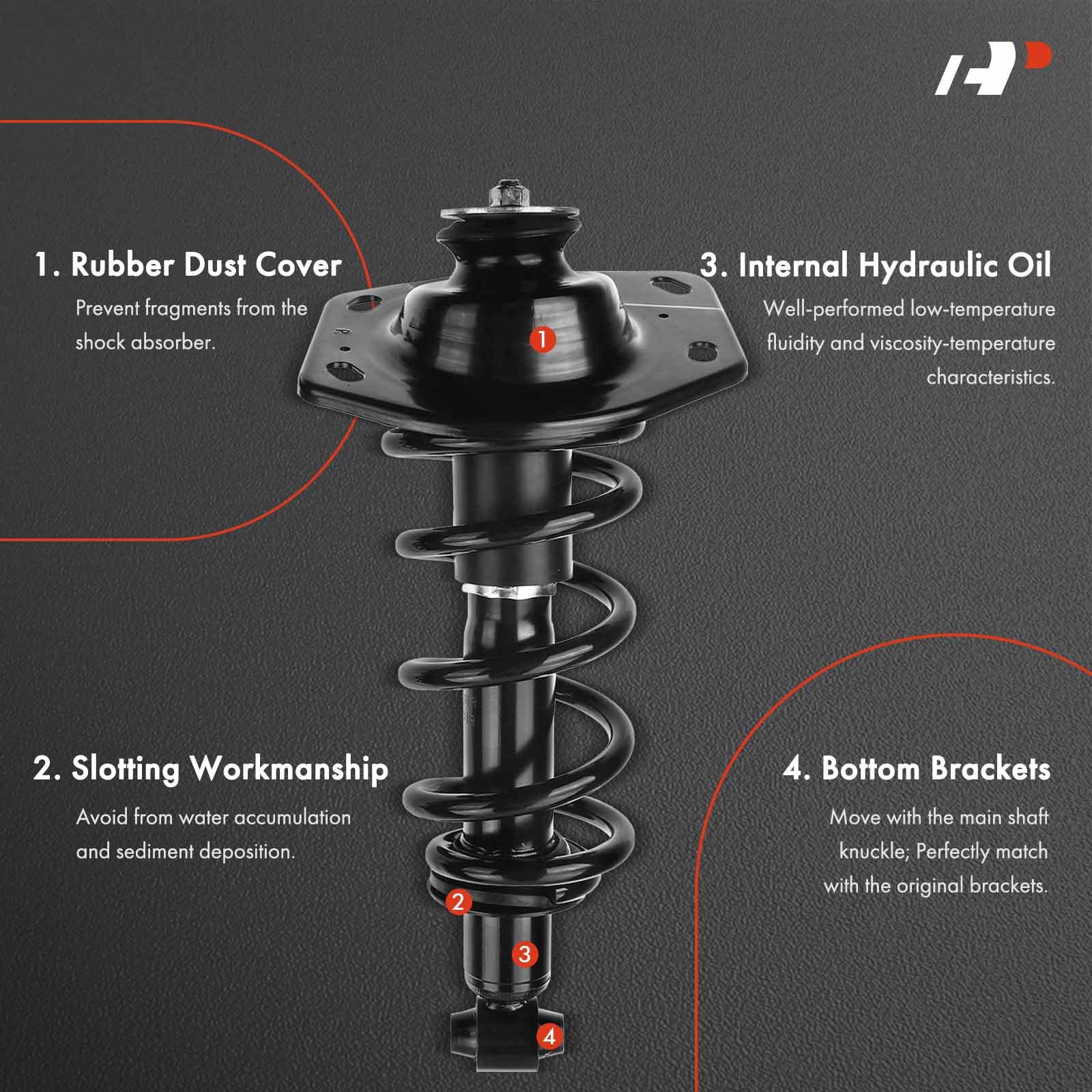 A-Premium Front Complete Strut & Coil Spring Assembly Pair For 2013-2015 Chevy Camaro V6 3.6L