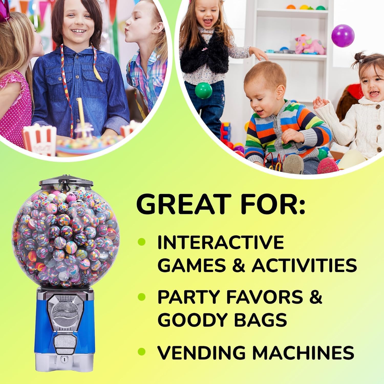 Entervending Bouncy Balls - 1" Small Bouncing Balls - Assorted Colors Bounce Ball - Bouncing Rubber Ball for Kids - Vending Machine Refill Toys Bulk - Party Favors