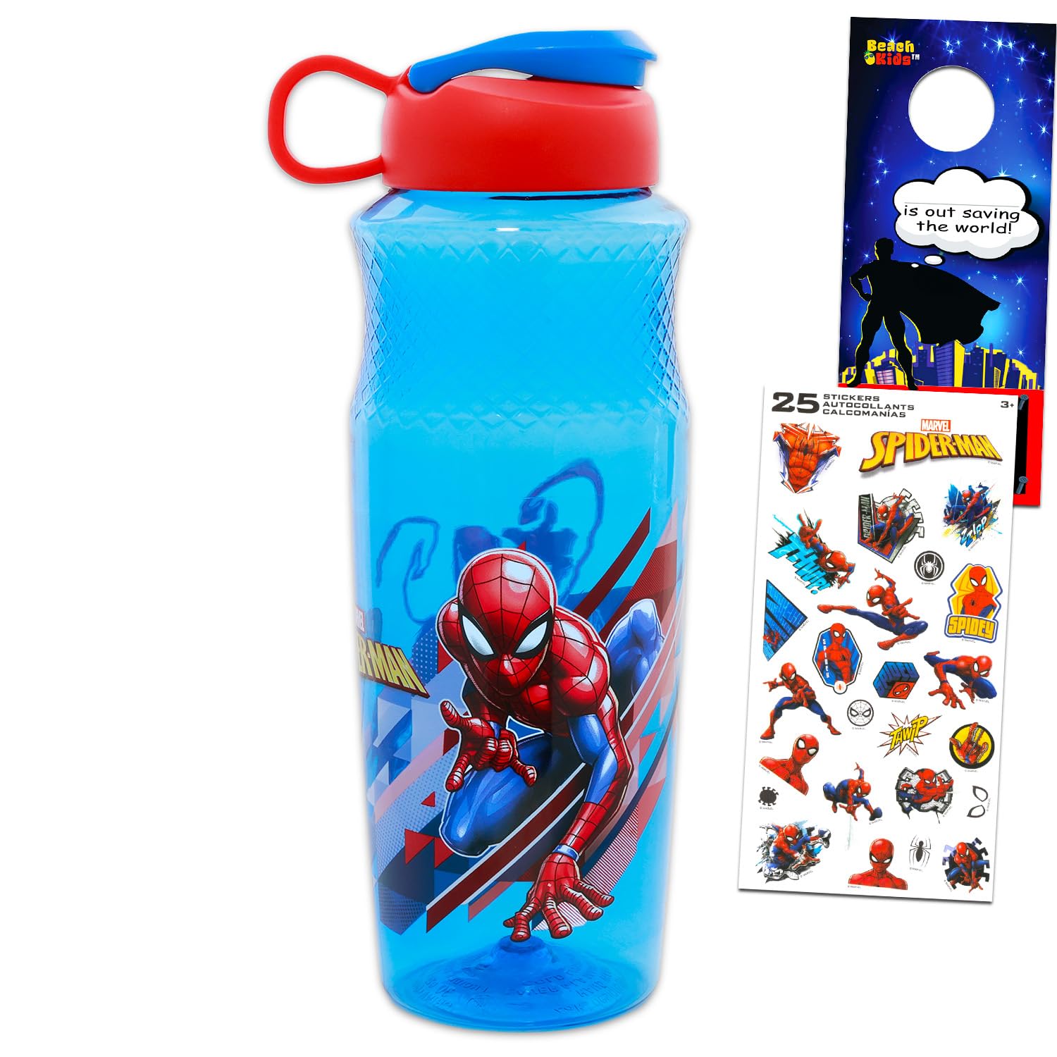 Set bouteille d'eau Spiderman pour garçons avec gobelet, cadeau Marvel idéal