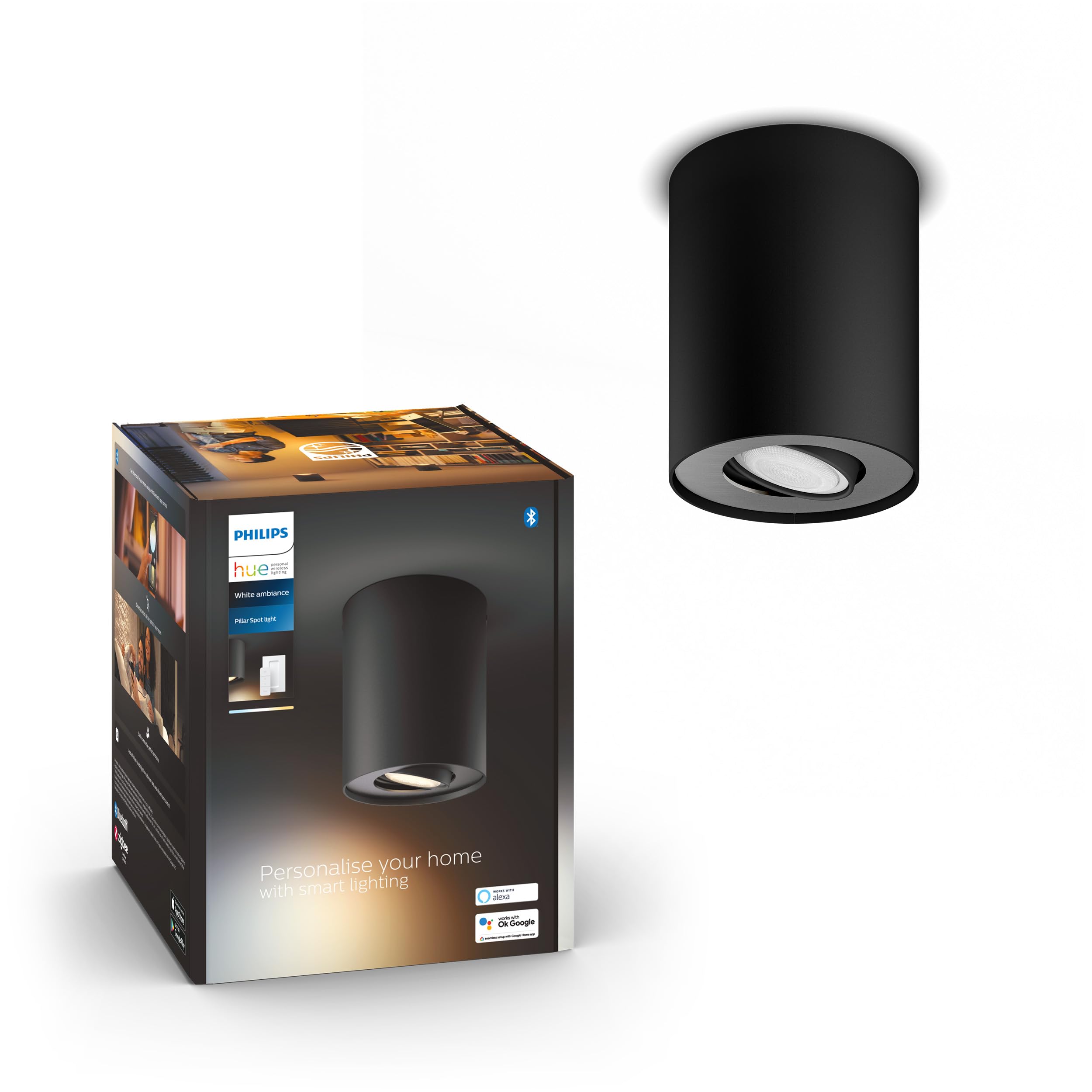 Philips Hue Schwarz Pillar Hue Single Spot Black 1X5w 230V