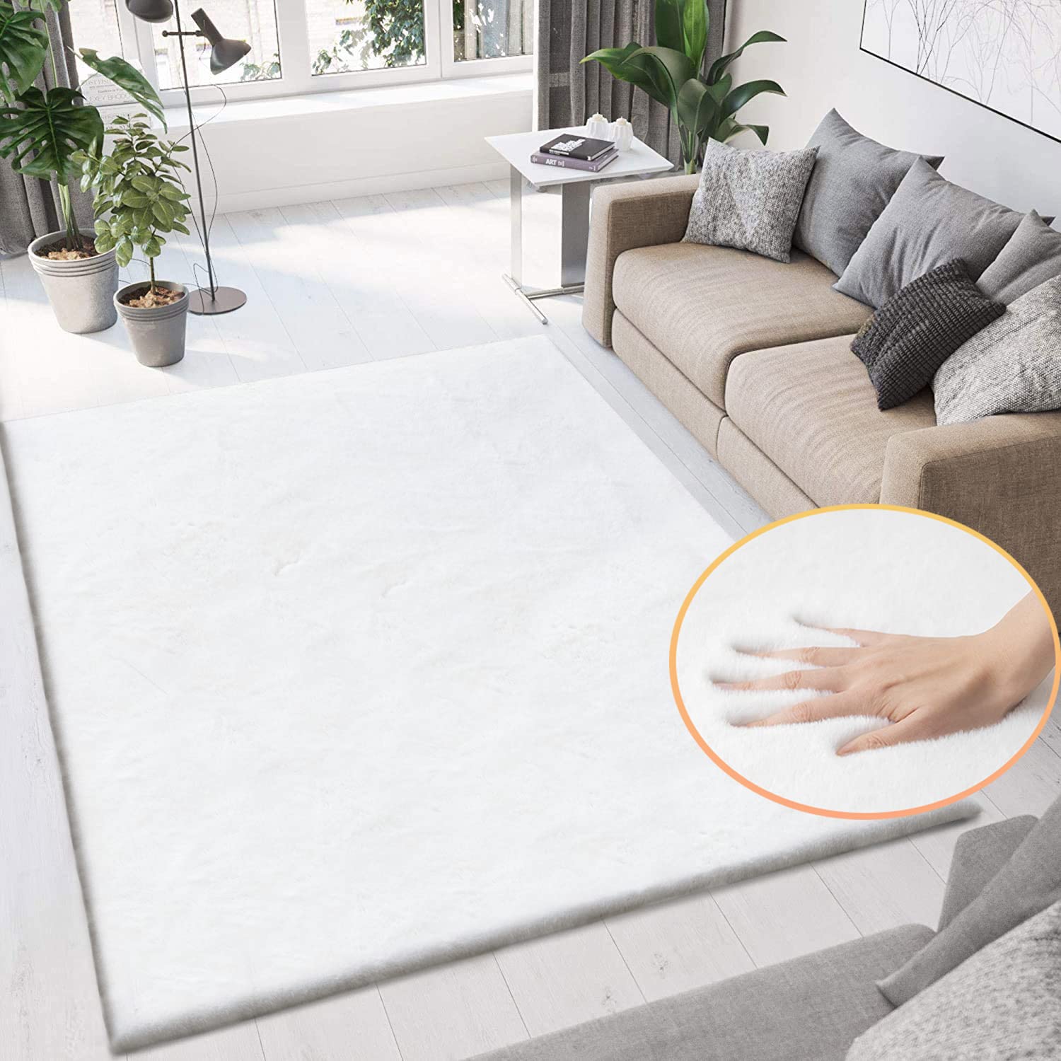 ORINOVA Tappeto Salotto Bianco 150x240 cm Morbido Camera da Letto Grande Tappeto Lavabile Moderno Rettangolare