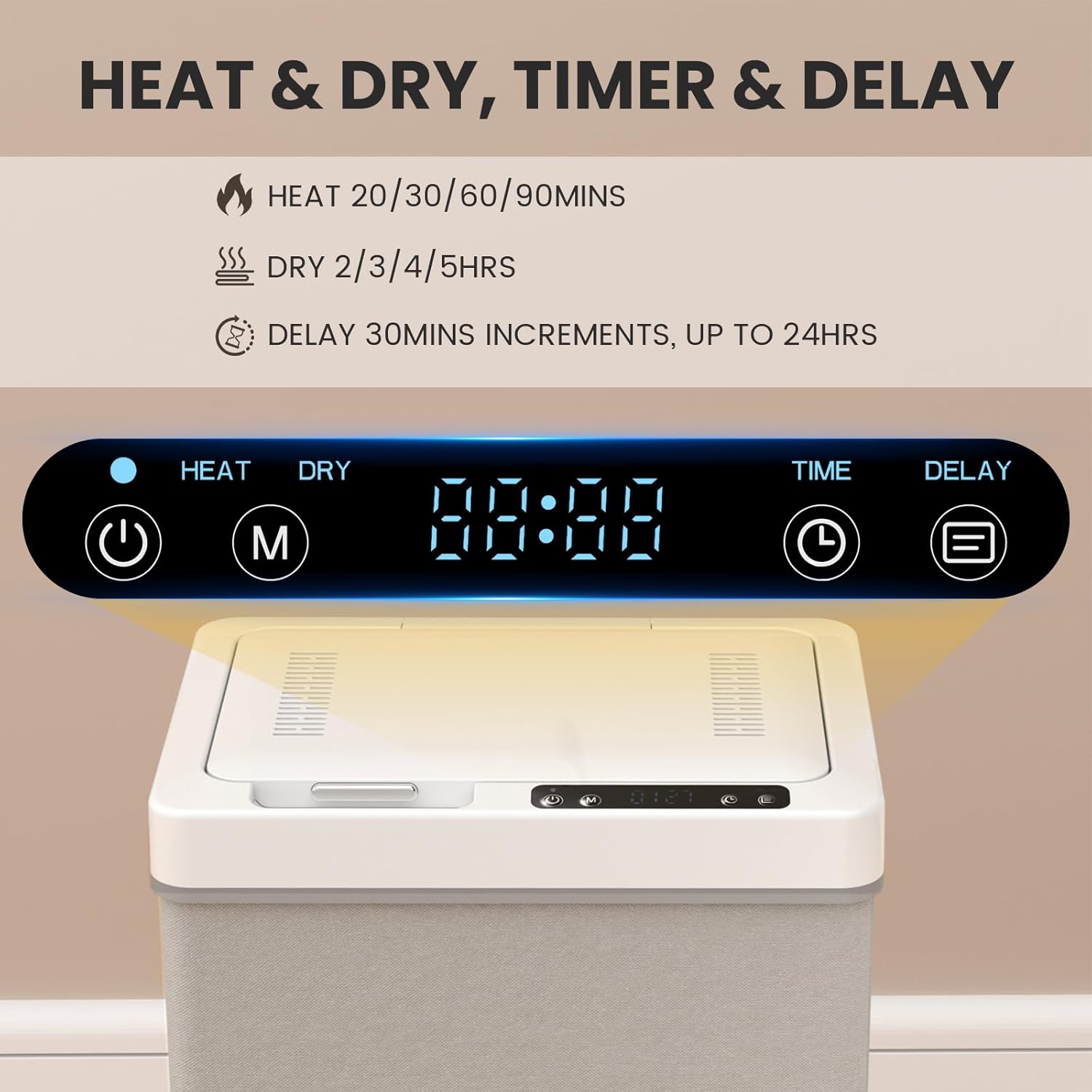 AGLUCKY Foldable Towel Warmer, 35L Large Capacity PTC Heater with Aromatherapy, Temper & Timer Functions, Fits Up to Three 45"x70" Oversized Towels, Auto Shut Off, Towel Dryer for Home Spa