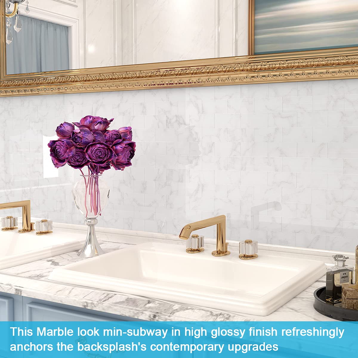 Buy BeNice Self Adhesive Wall Tiles Covers Faux Marble Tiles Kitchen