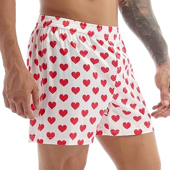 iEFiEL Mens Lip Print Classic Soft Boxers Shorts Summer Loungewear Underwear Beach Shorts