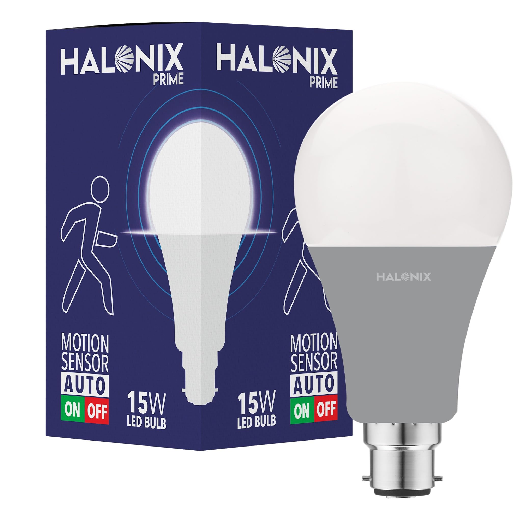 Halonix 15W Motion Sensor Led bulb | Color-6500K White | Auto on- Auto Off light | Motion sensor light | Pack of 1 | Base-B22