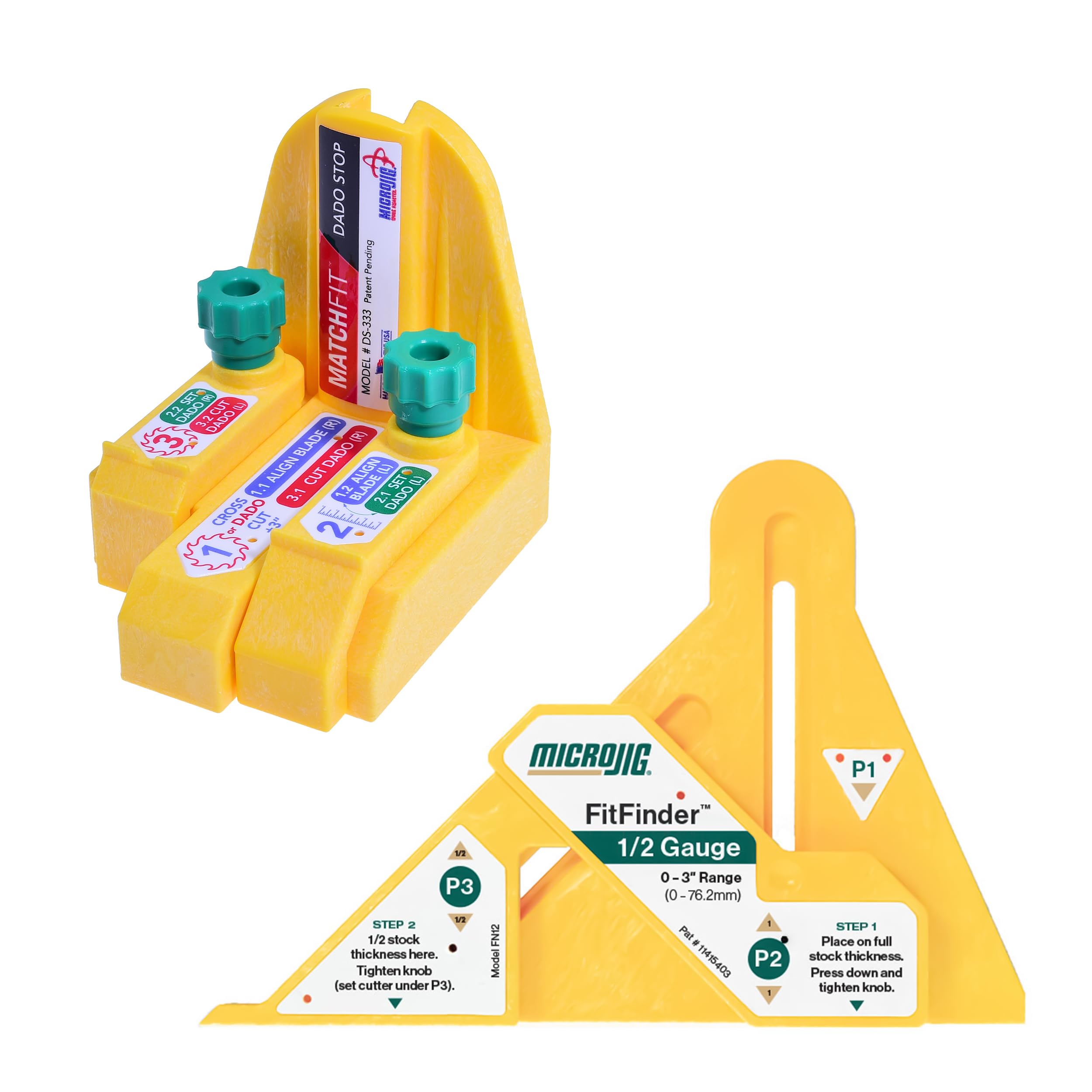 MICROJIG FN12 Fitfinder ½ Material Thickness Finder with DS-333 Matchfit Dado Stop Pro (FN12+MF-1004)
