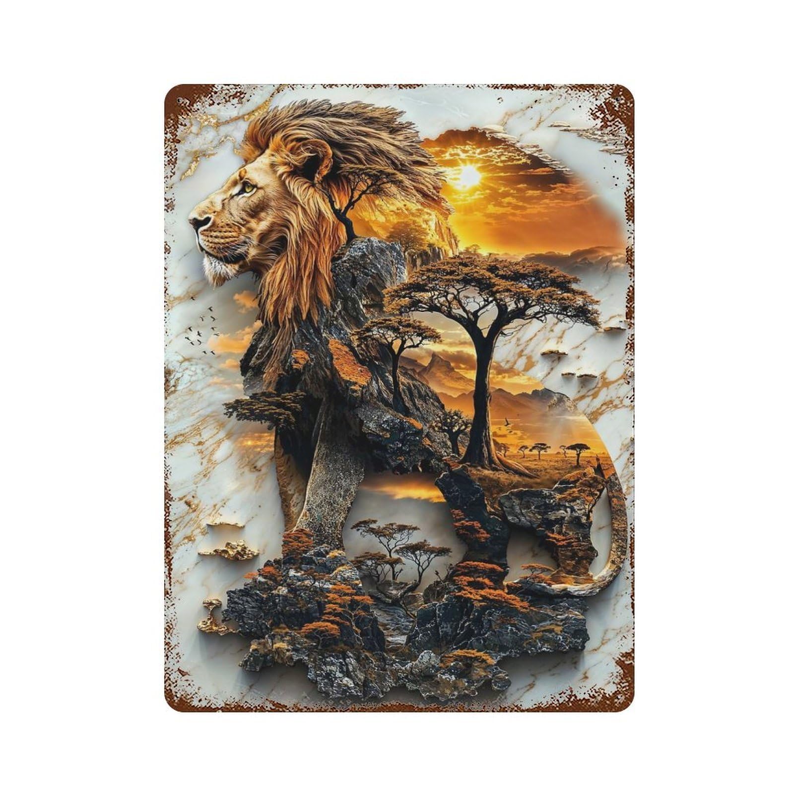 King of The Savanna Vintage Rust Metal Sign 15.7"x11.8", Farmhouse Wall Decor for Garage, Pub Or Kitchen
