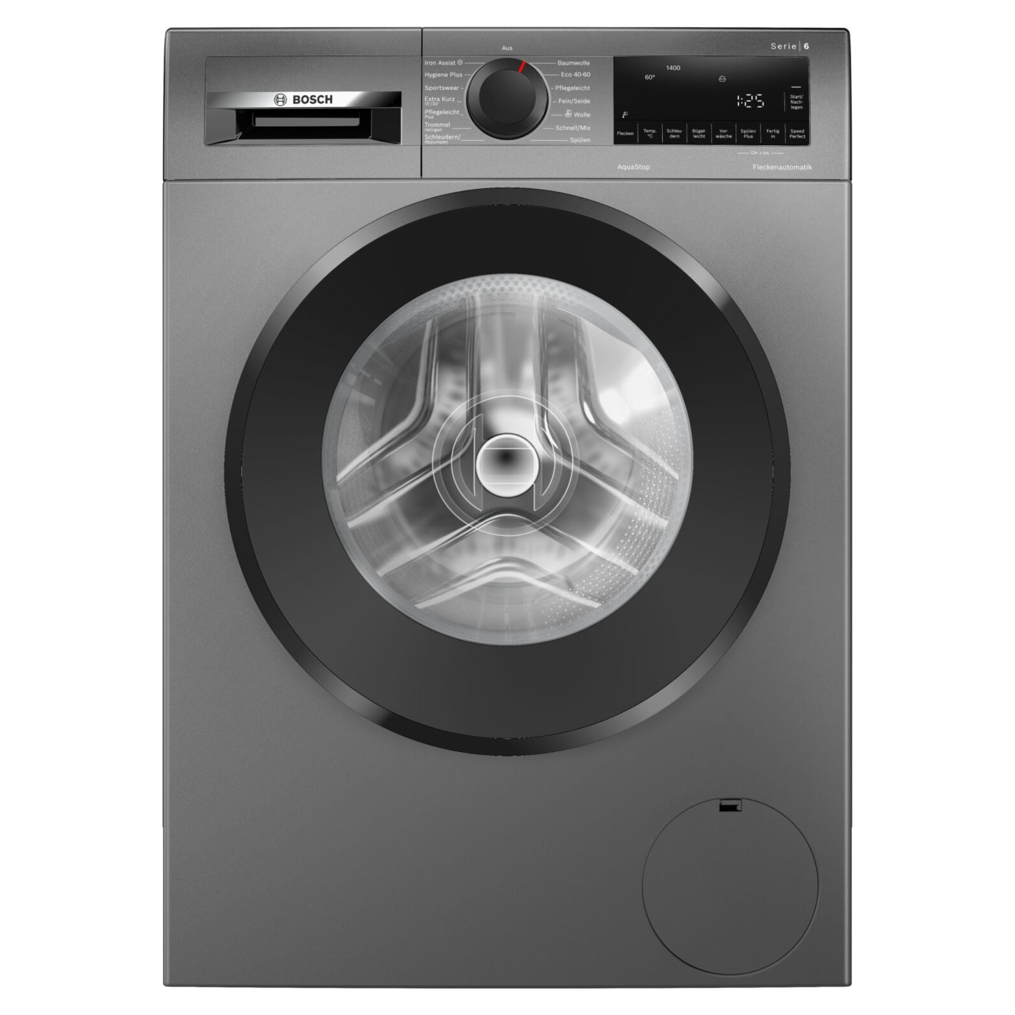 Bosch WGG244ZR10, Serie 6, Frontlader Waschmaschine, 9 kg, 1400 UpM, entfernt 16 Fleckenarten, SpeedPerfect, Maximale Energie- und Wasserersparnis, Nachlegefunktion, besonders hygienisch, AquaStop