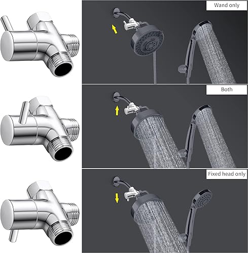Vista 5 de Válvula desviadora de cabezal de ducha G1/2 pulgadas, válvula desviadora de brazo de ducha de latón macizo para cabezal de ducha de mano y cabezal