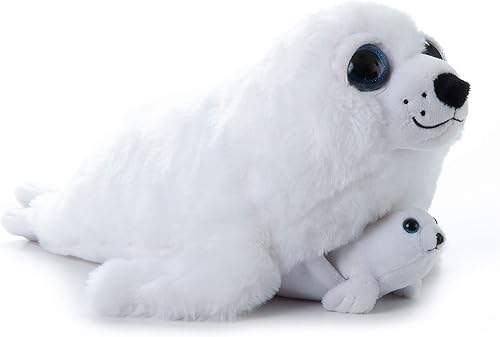 Miniatura 7 de The Petting Zoo Peluche de sello de arpa para mamá y bebé, regalos para niños, animales del océano Pocketz, juguete de peluche de sello de arpa de