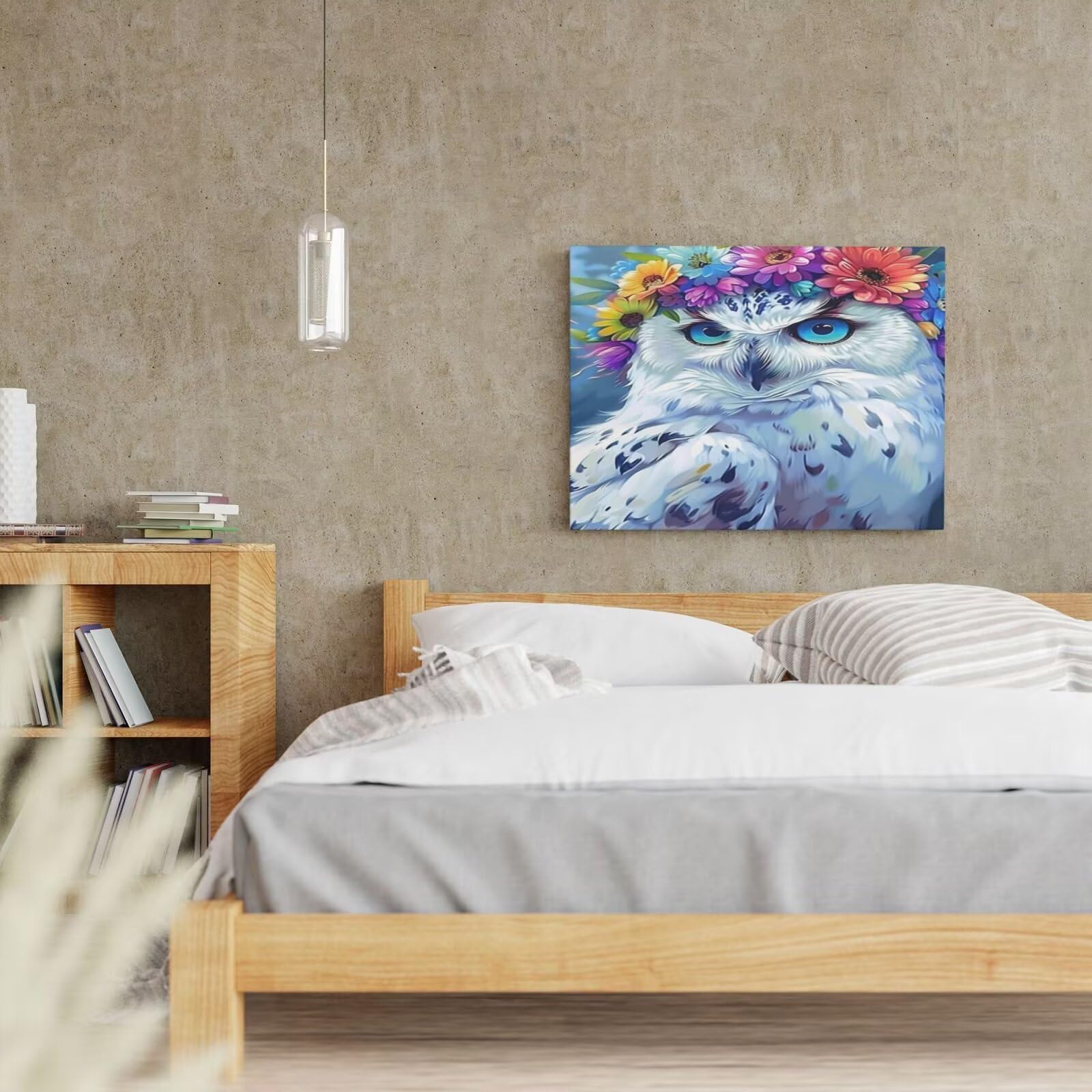 Kit per pittura con numeri per adulti, fiore gufo, pittura con numeri per principianti, pittura acrilica con 6 pennelli, kit di pittura a olio per decorazione da parete (95 x 70 cm)