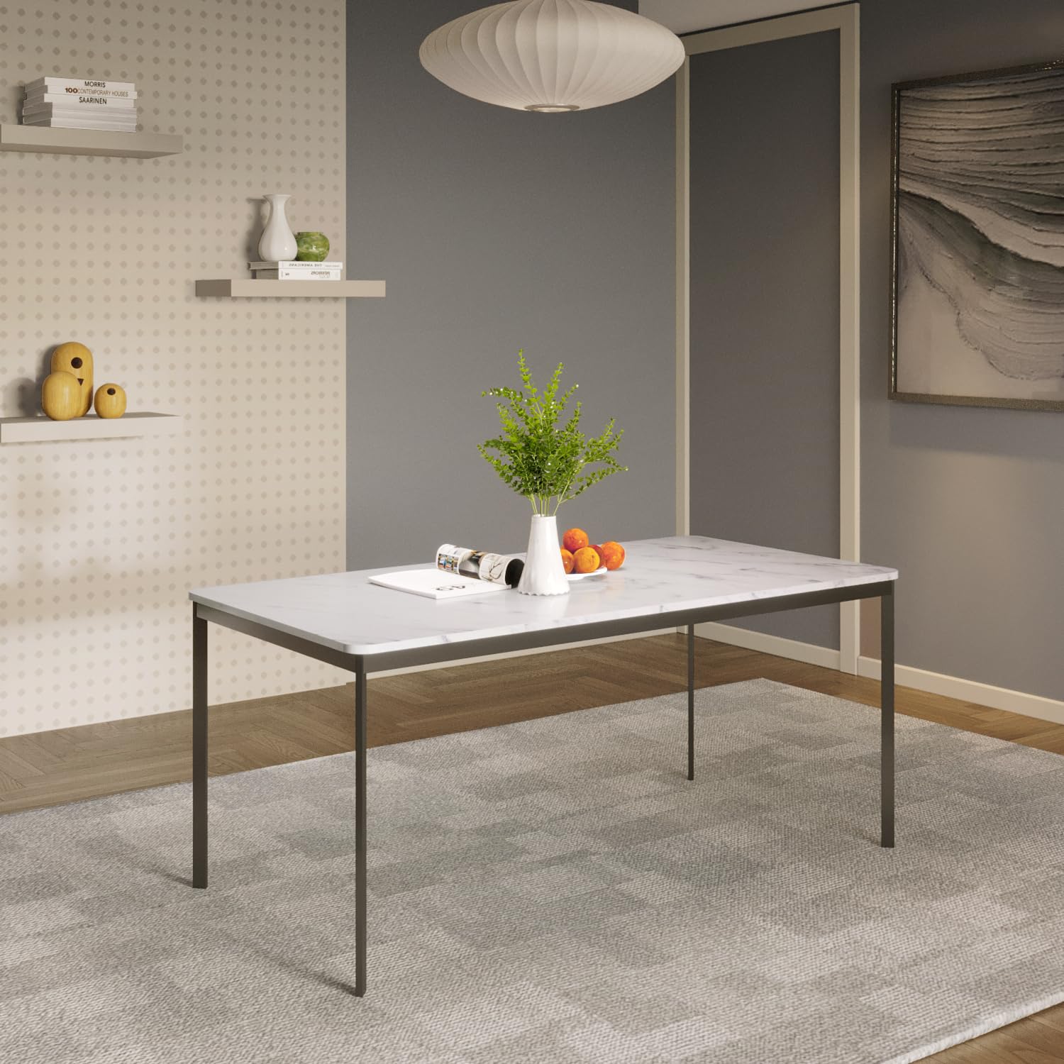 GODREJ INTERIO Dining Table Franky 6 Seater Engineered Wood Rectangular Dining Table, 1-Year Warranty, White-picture-15