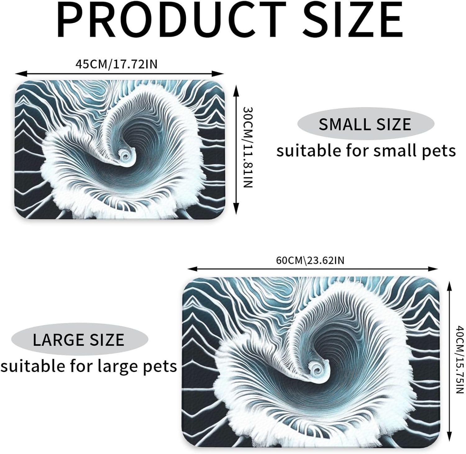 Nautilus Pet Feeding Mat Dog Cat Eating Food Absorbent Leather Tablecloth for and Water Bowl Waterproof No Stains Quick Dry Non-Slip 23.62 * 15.75IN