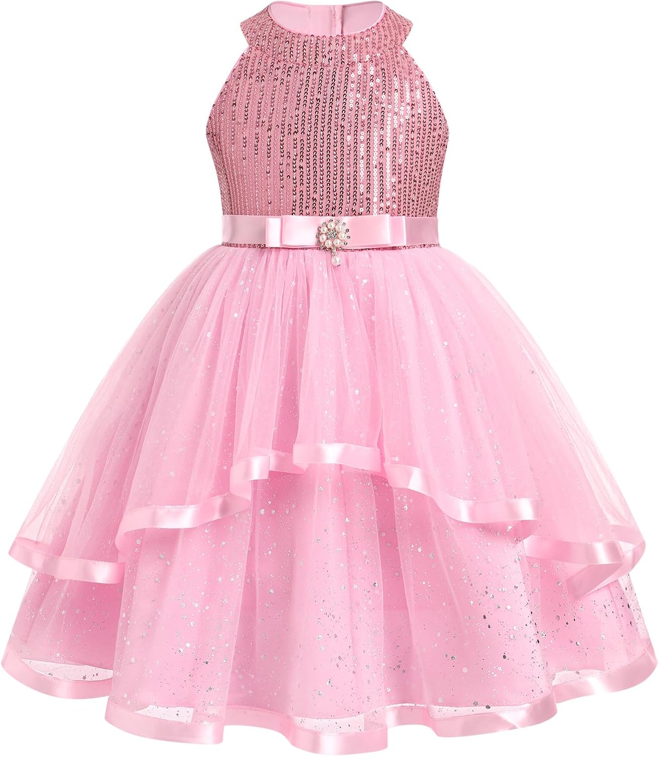 Flower Girl Wedding Guest Formal Holiday Dress Halter Sparkly Sequins Birthday Pageant Evening Prom Birthday Outfits