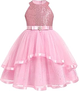 Toddler Girls Pageant Dress Princess Sequin Tulle Tutu Dress Birthday Party Photoshoot Dress Glitter Flower Girl Dress