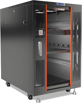 Sysracks 22U Floor Standing Rack Mount Server 39" Depth Deep Network Cabinet, Server Rack with Fan, Removable Side Panels, Locking Glass Door Computer Cabinet Enclosure Network Rack Case SRF 22.6.10